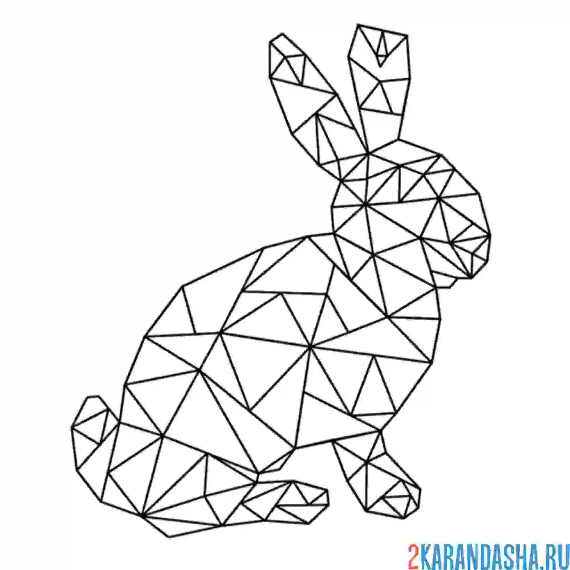 Раскраска заяц из геометрических фигур