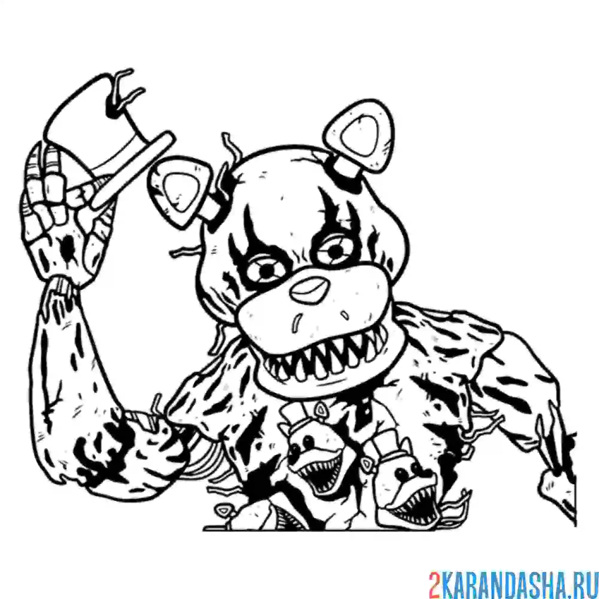 Раскраска сломанный фредди