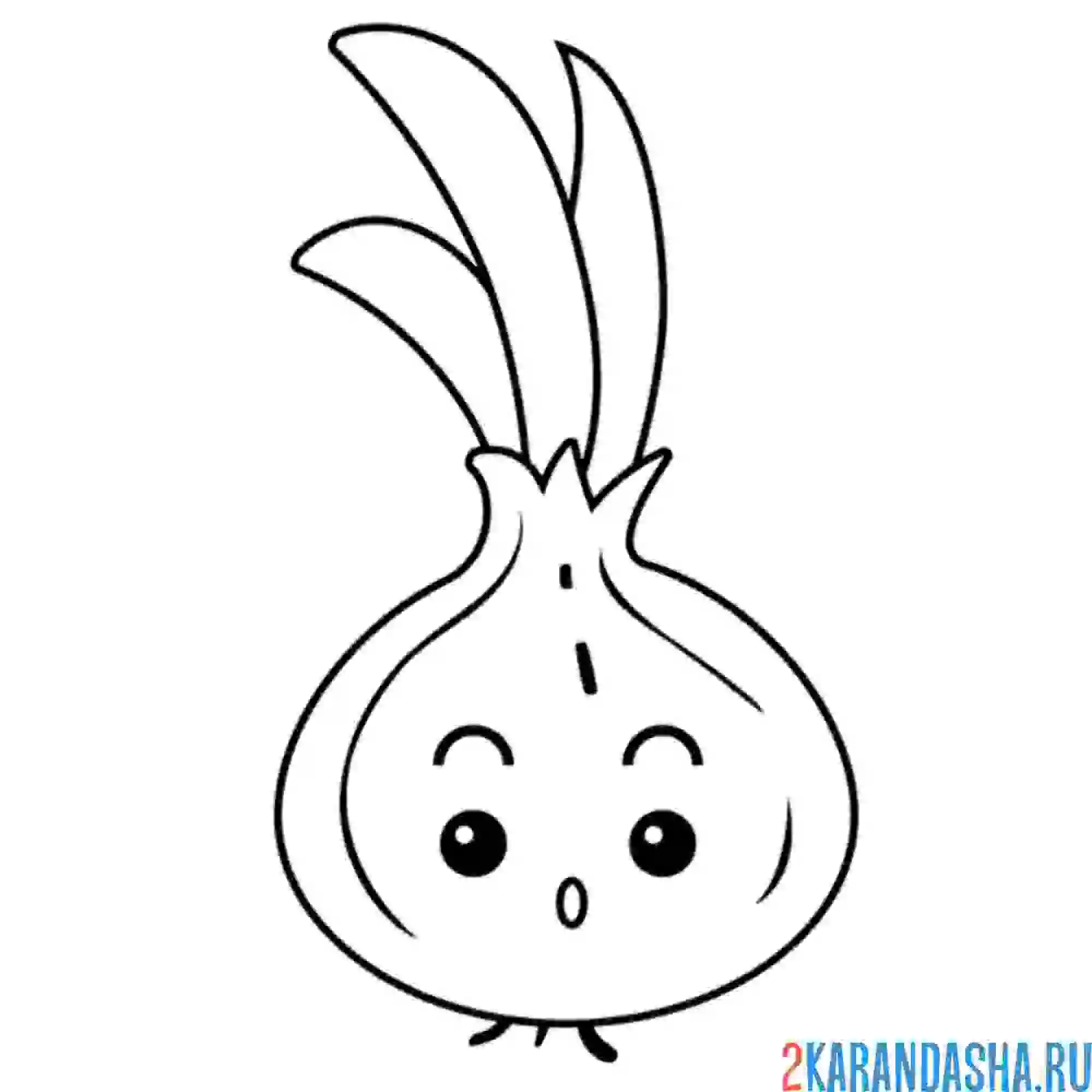 Раскраска лук проросший зеленый