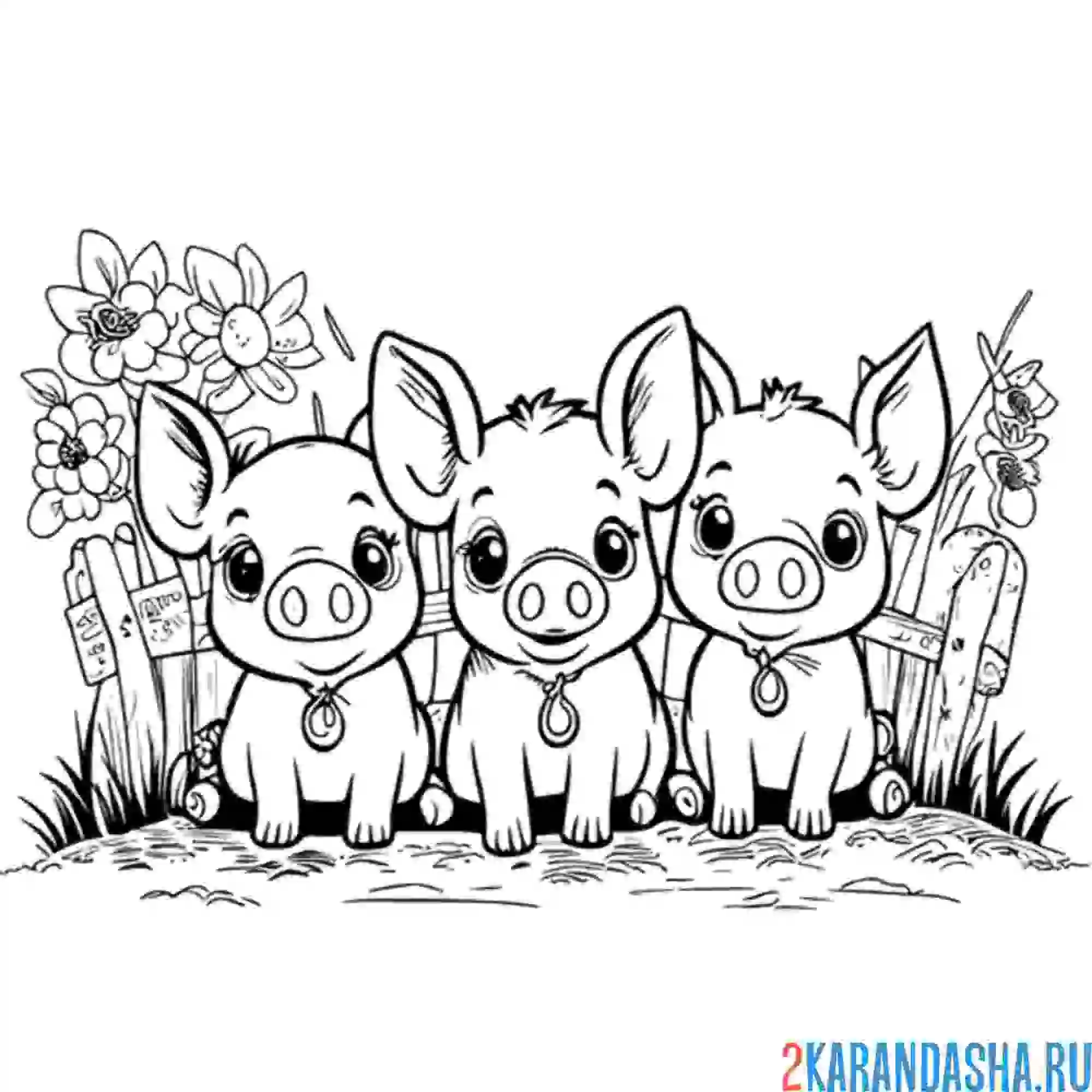 Раскраска милые свинки