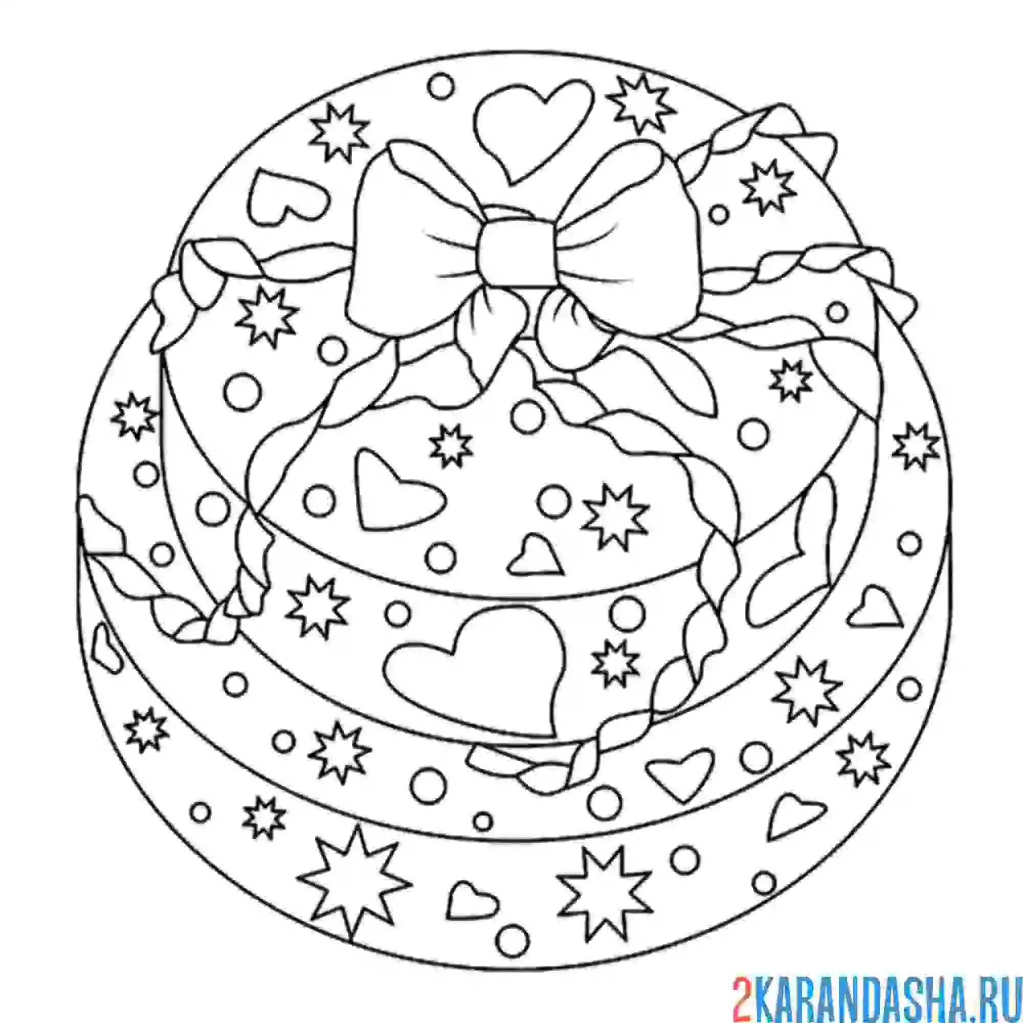 Раскраска торт с бантиком