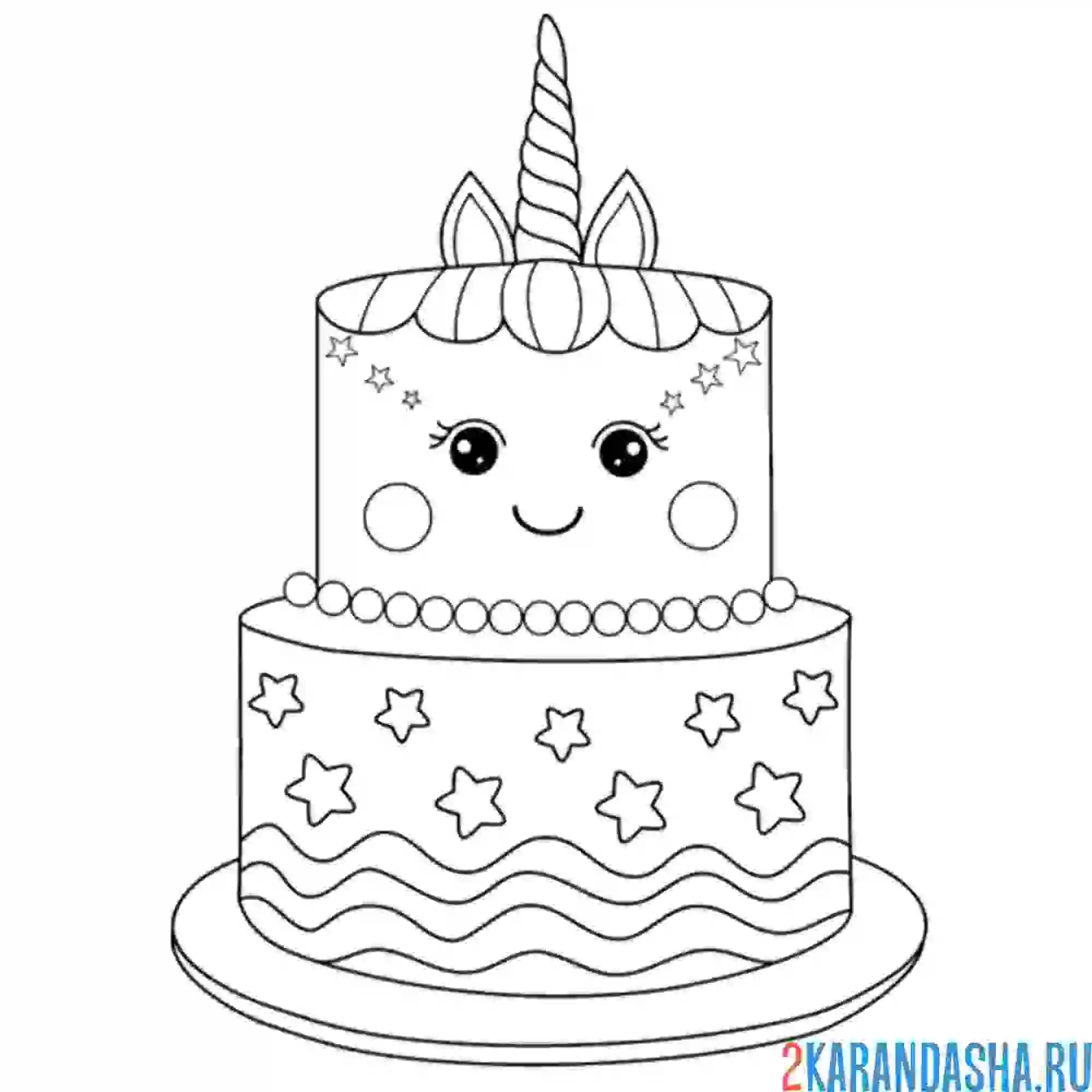 Раскраска торт-единорог
