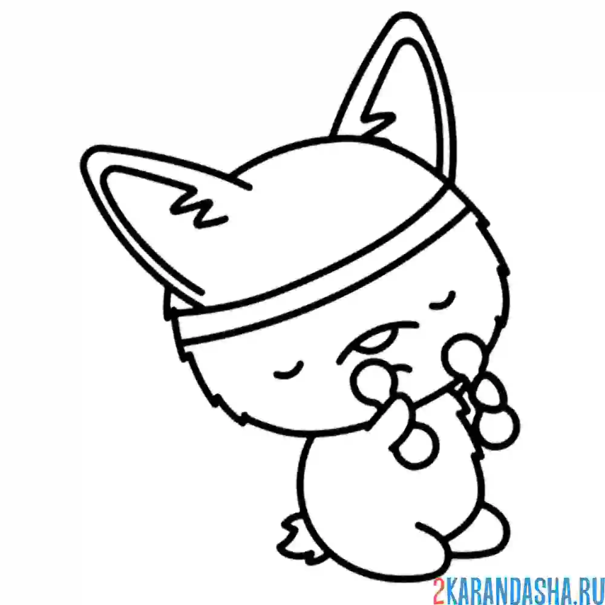 Раскраска корги с гантелями