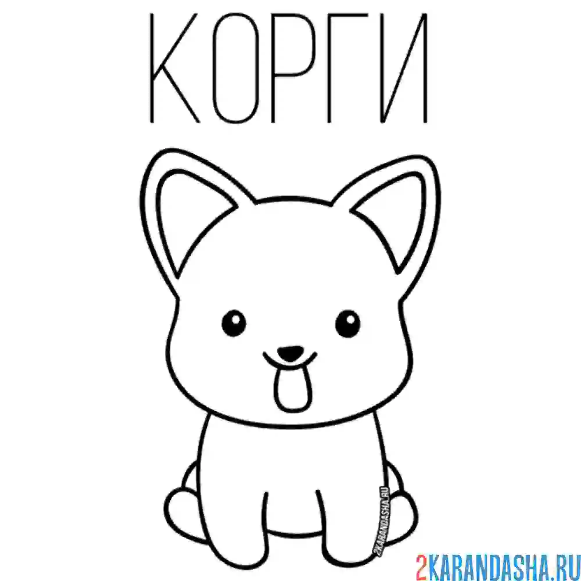 Раскраска корги щенок сидит