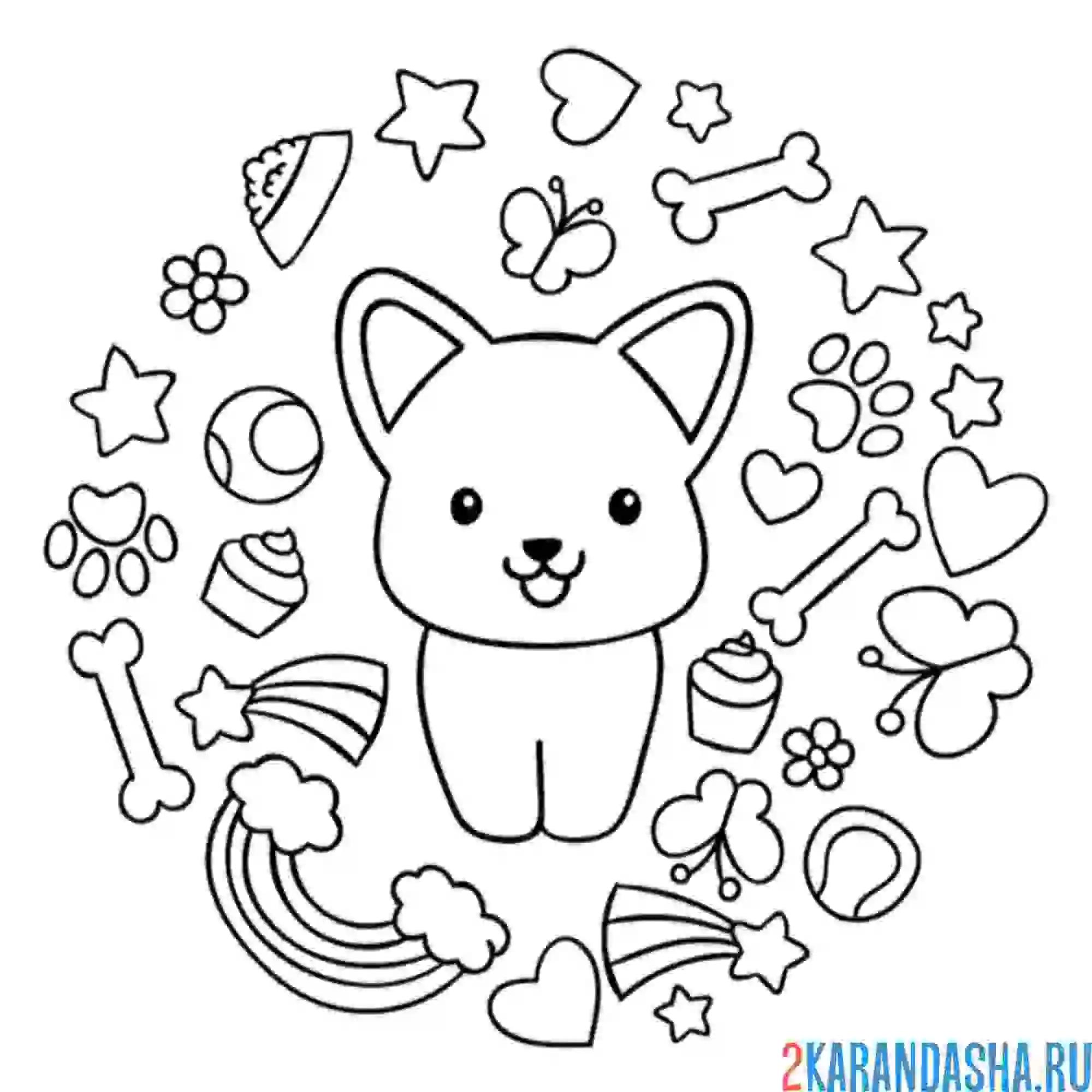 Раскраска корги наклейка