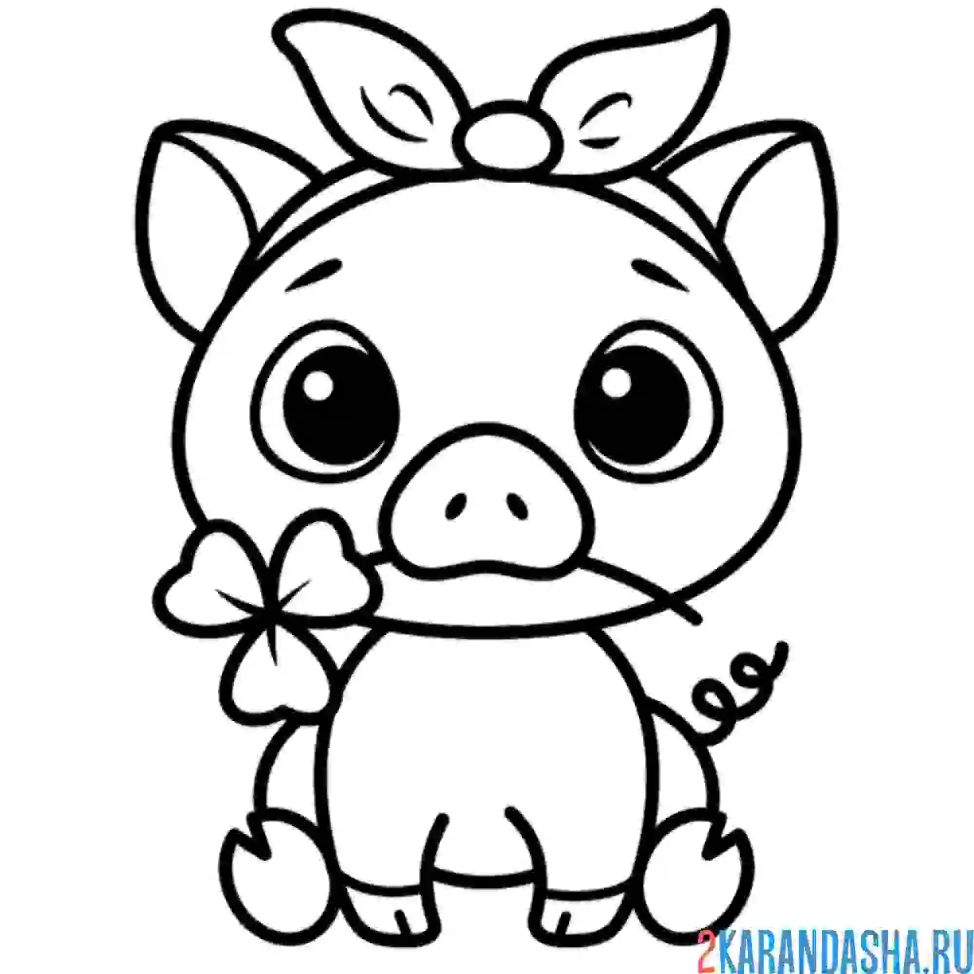 Раскраска свинка каваи