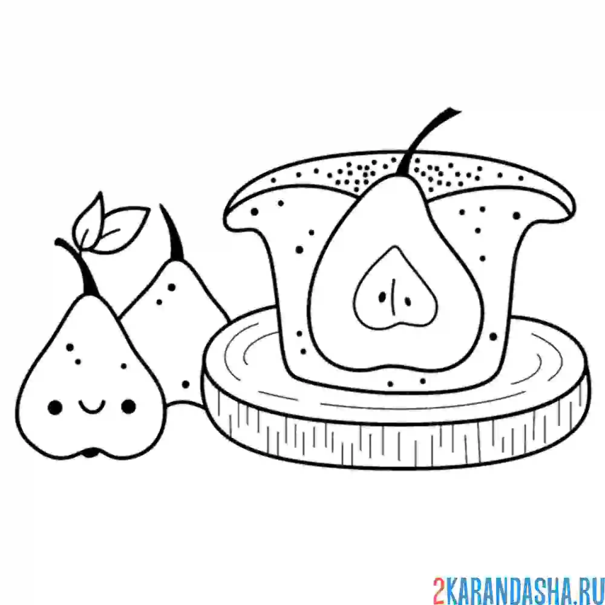 Раскраска грушевый пирок каваи