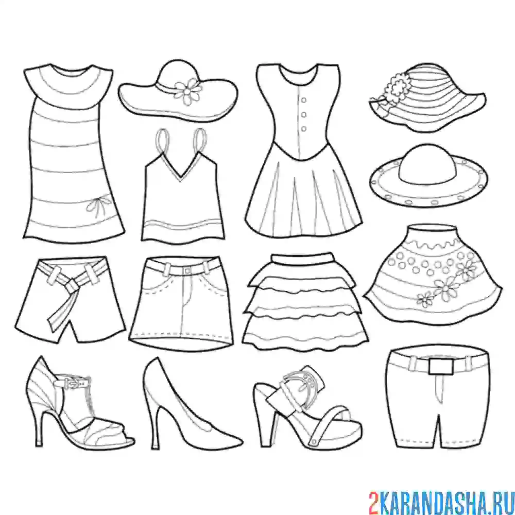 Раскраска летняя легкая одежда