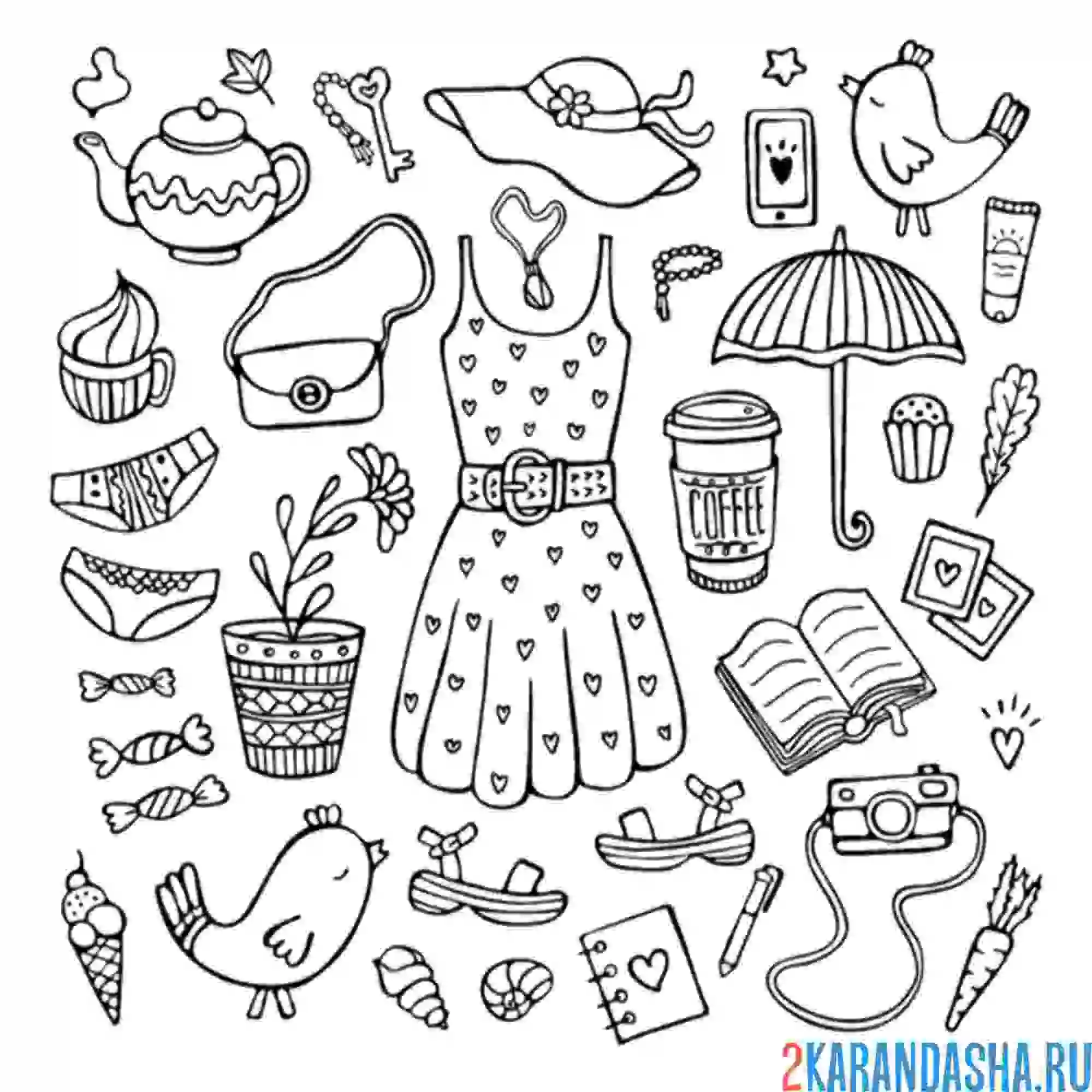 Раскраска одежда модницы