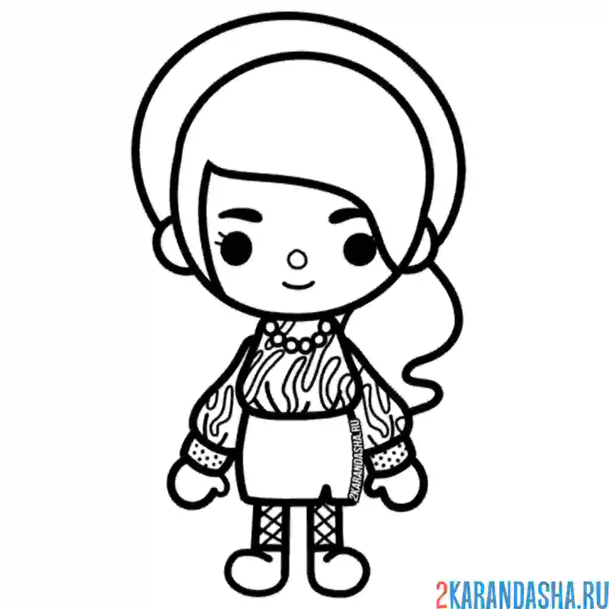 Раскраска тока бока девочка в блузке