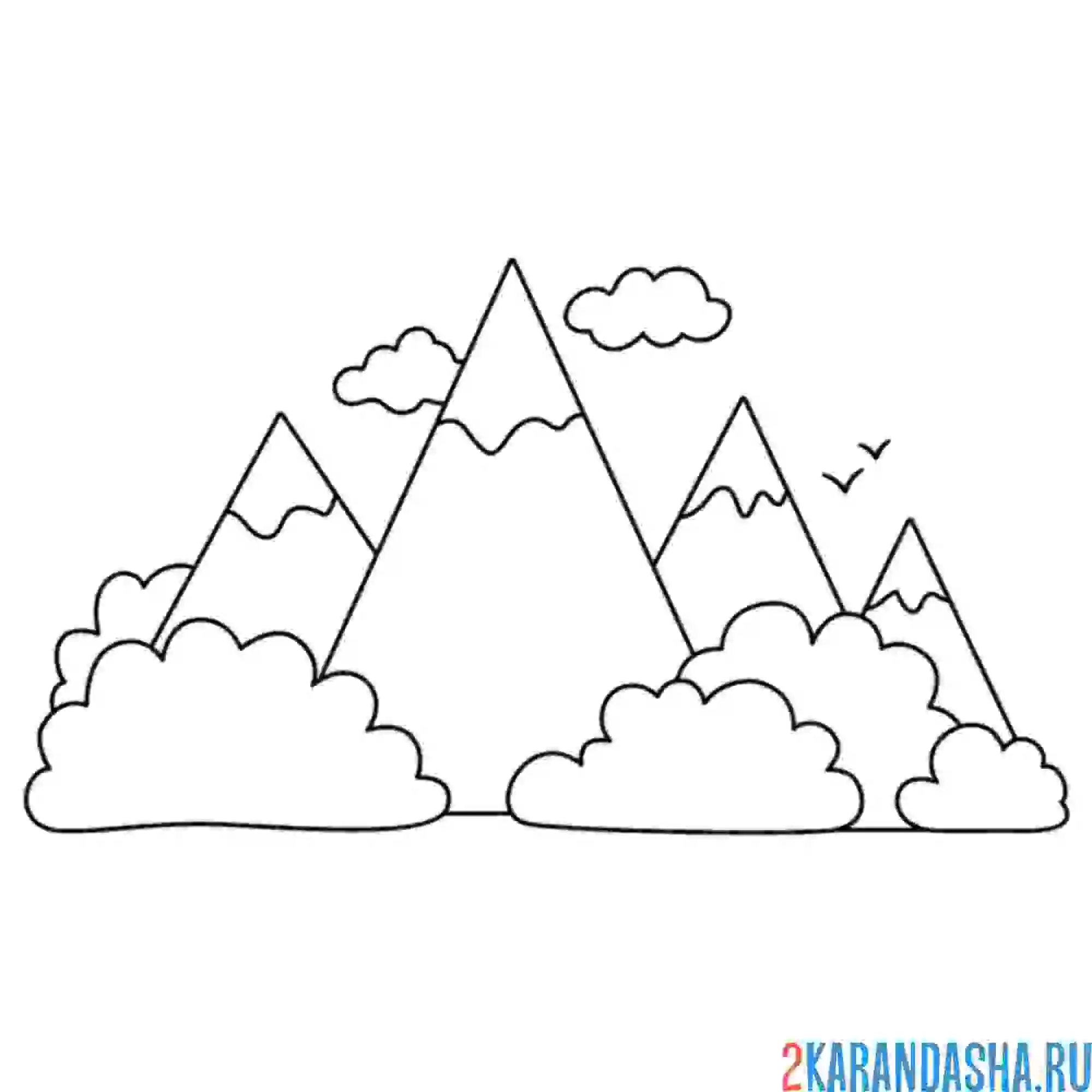 Раскраска горы и леса