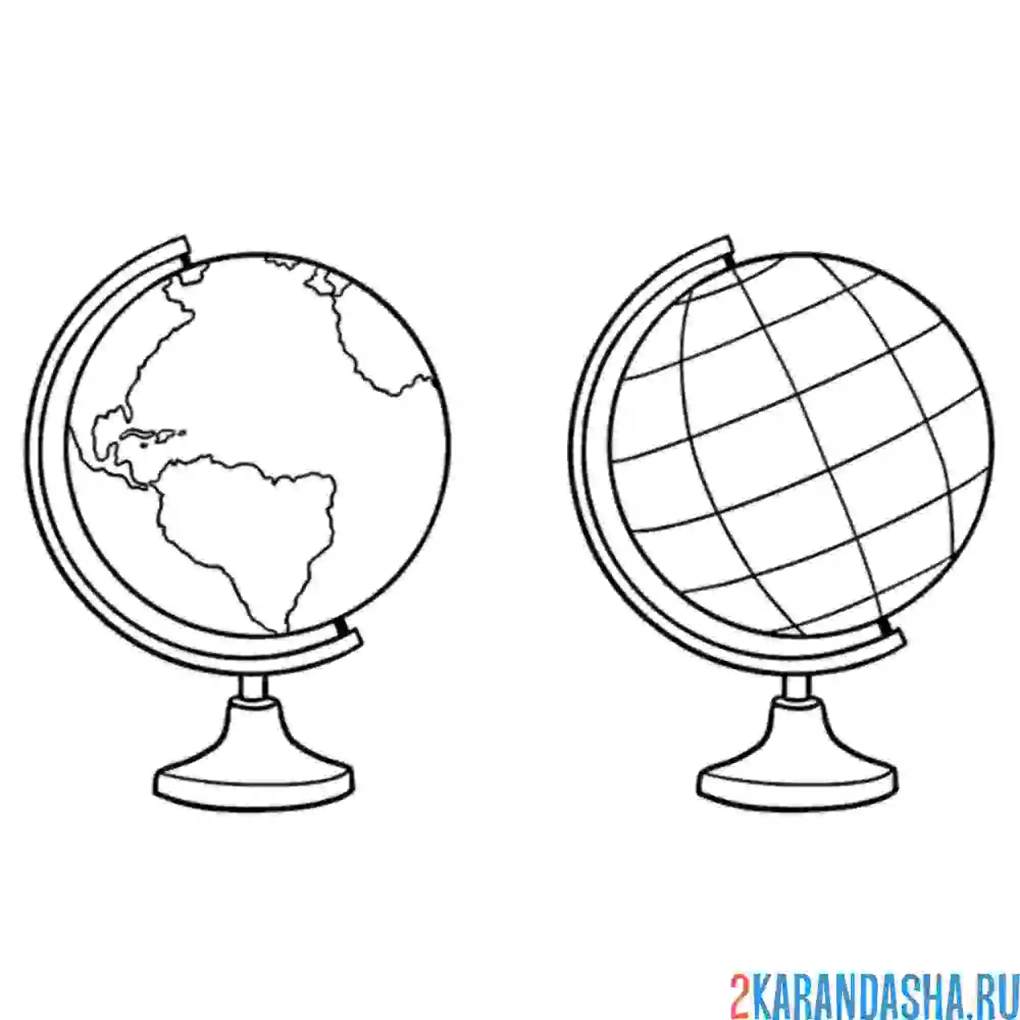 Раскраска два глобуса
