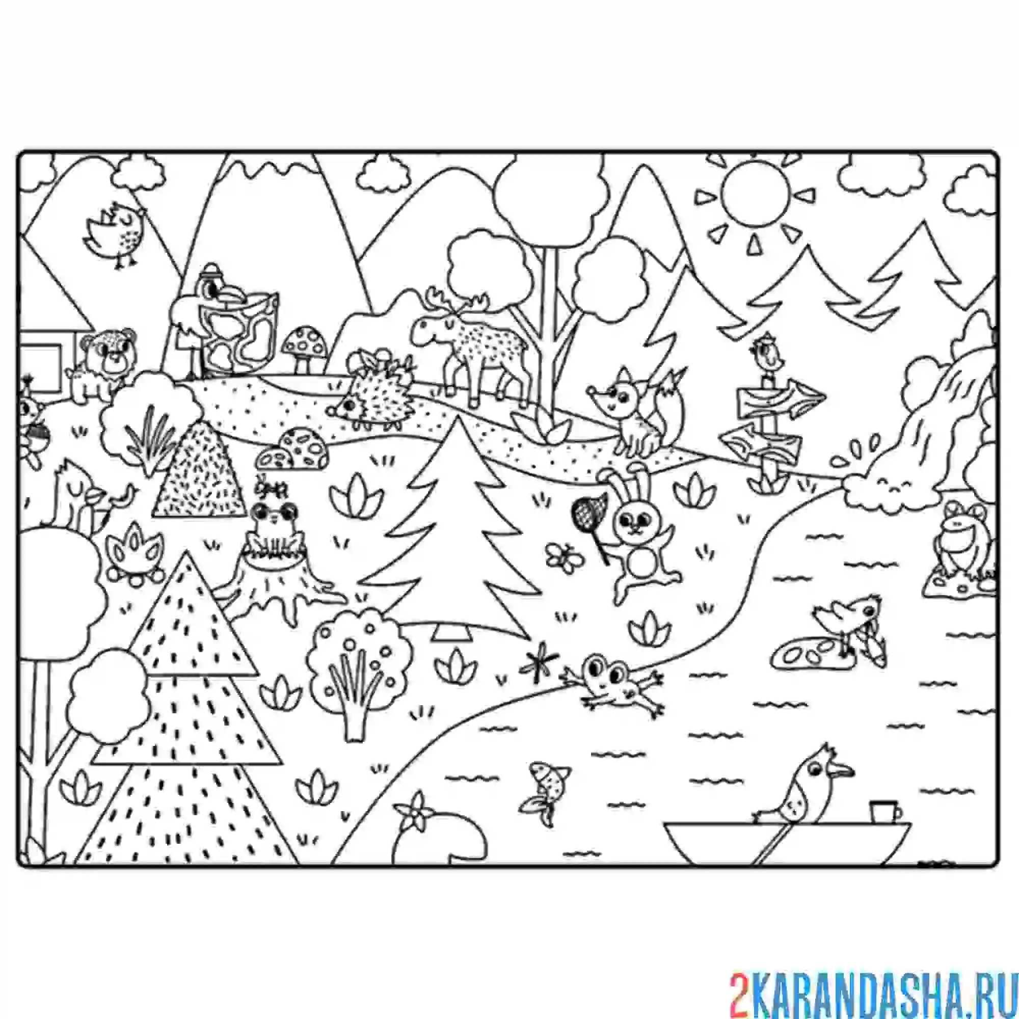 Раскраска животные в горах