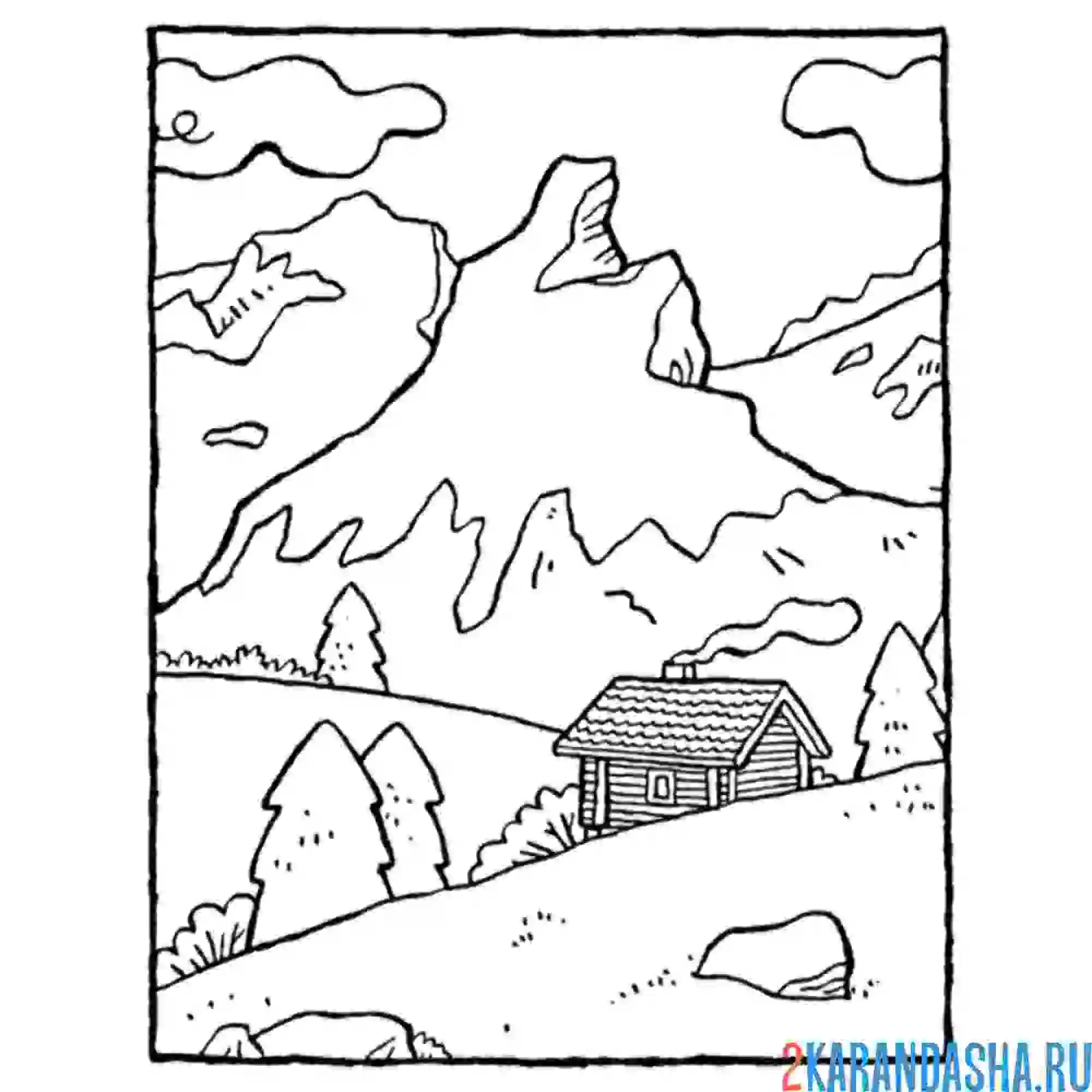 Раскраска большие и высокие горы