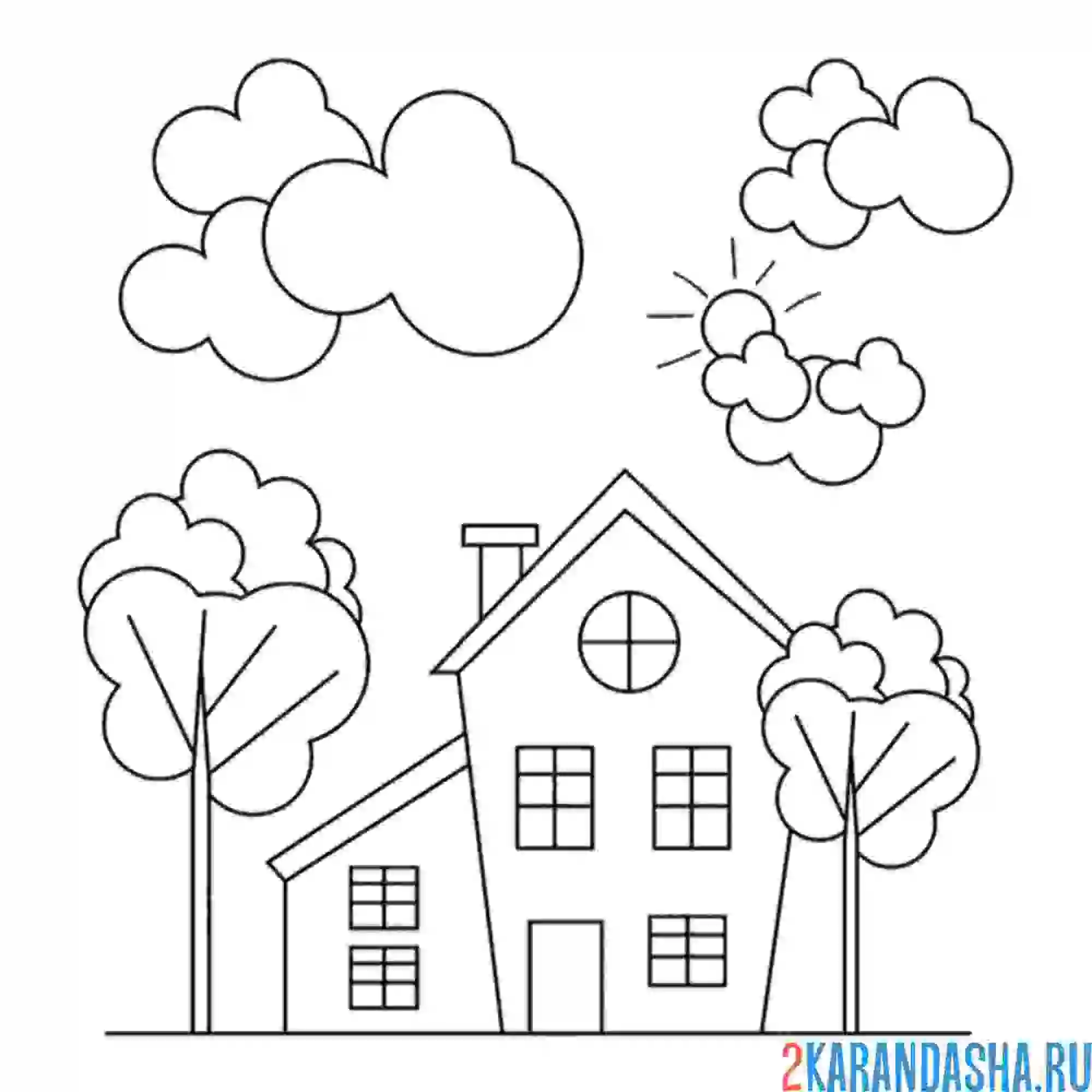Раскраска домик в городе
