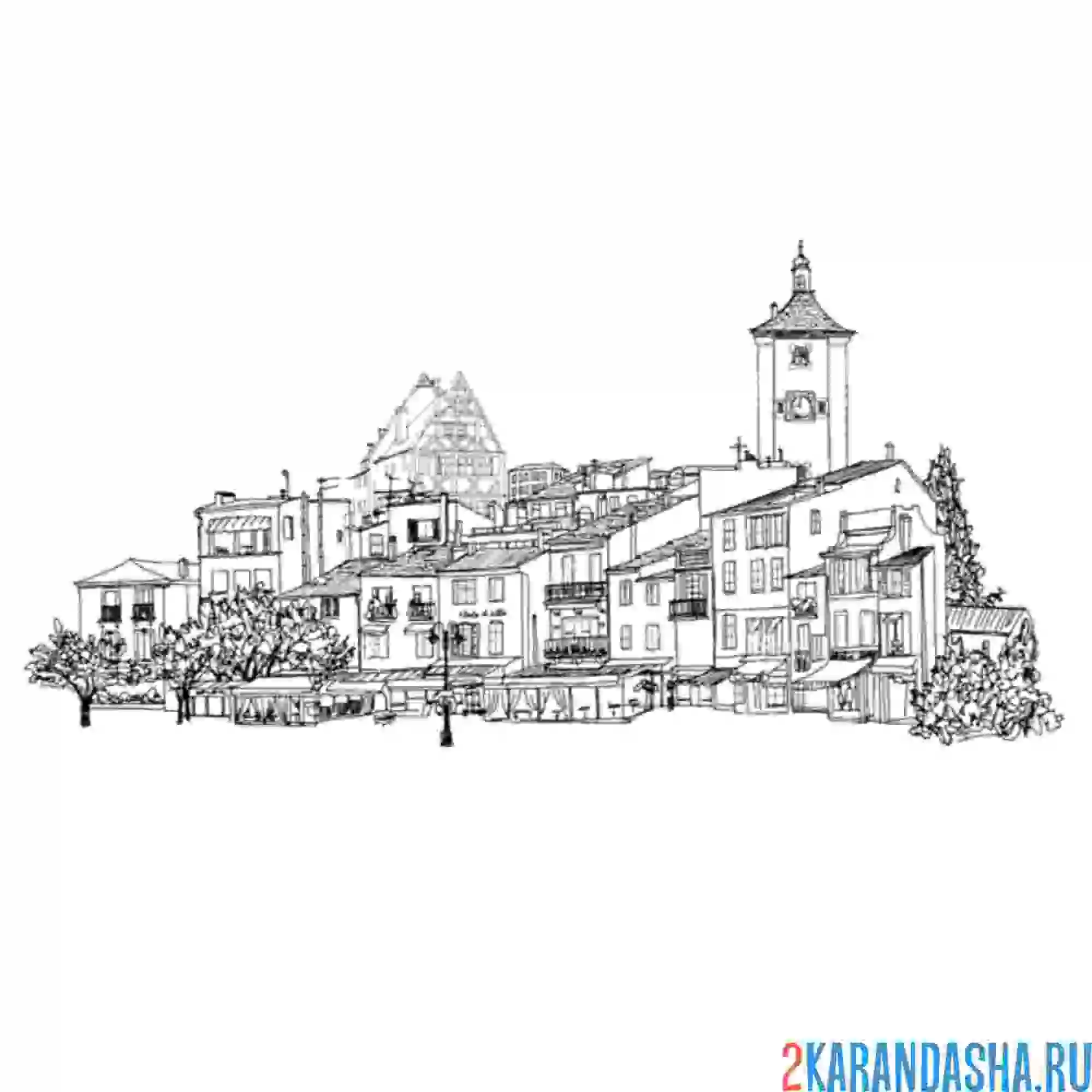Раскраска европейский город