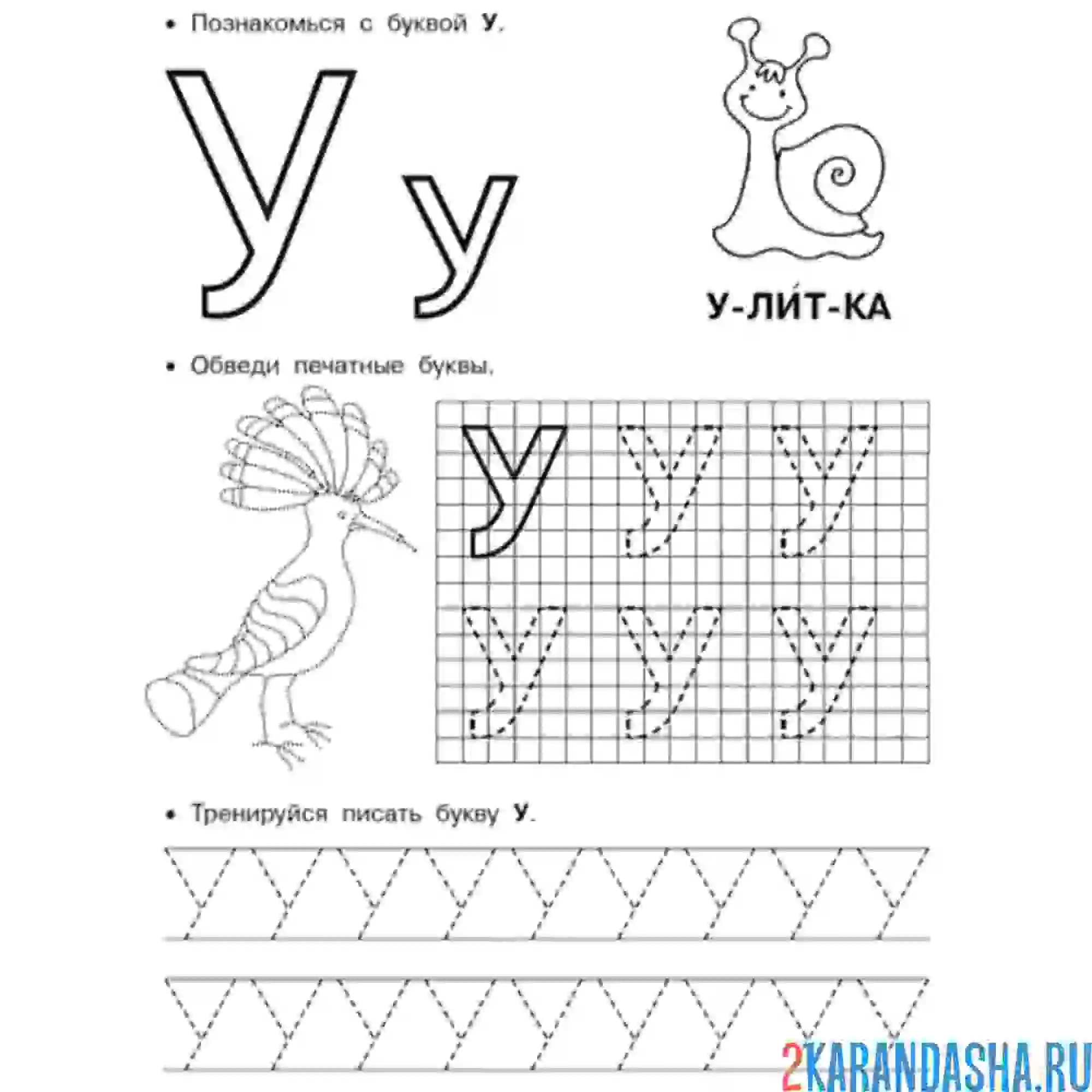 Раскраска буквы у печатные пропись