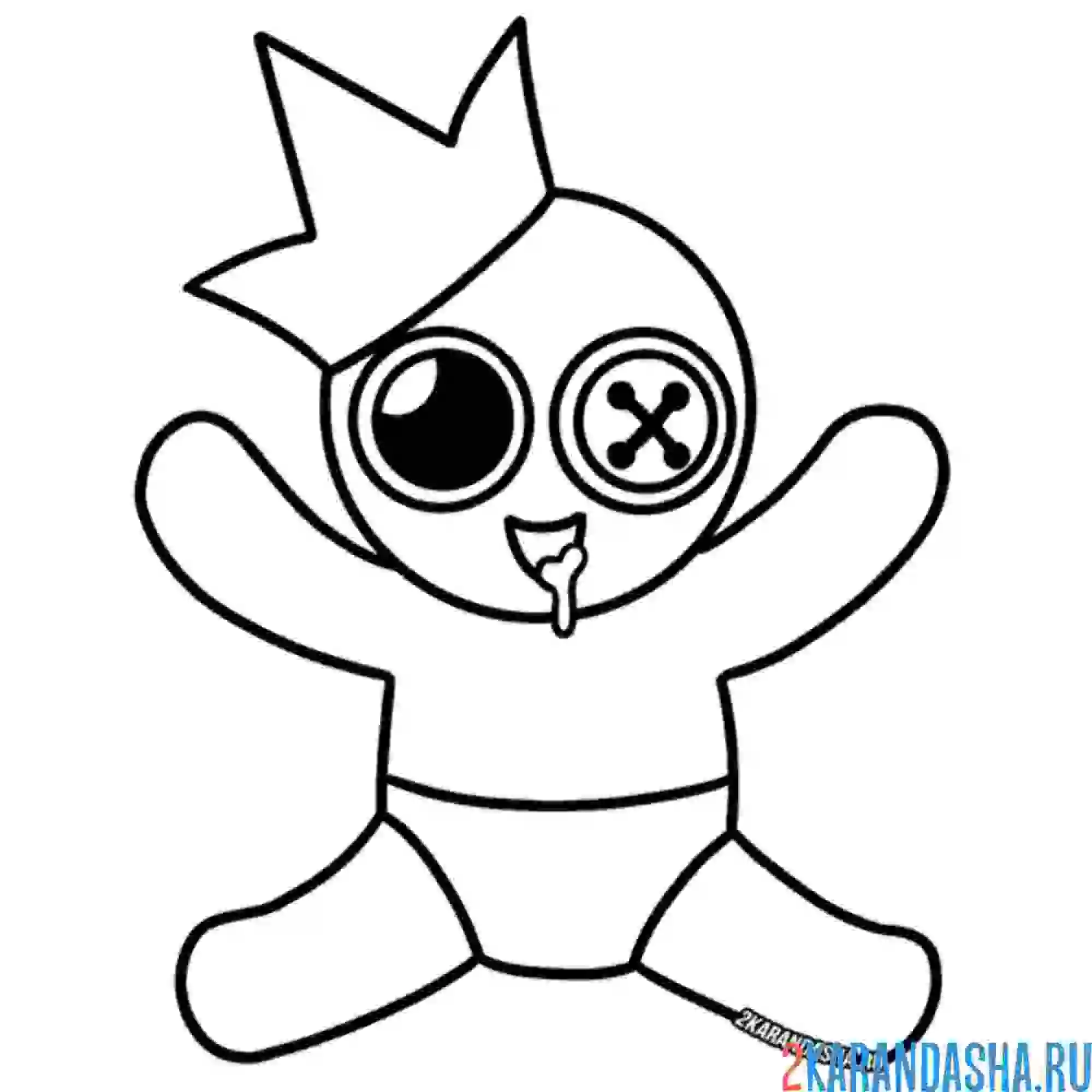 Раскраска радужные друзья малыш голубой