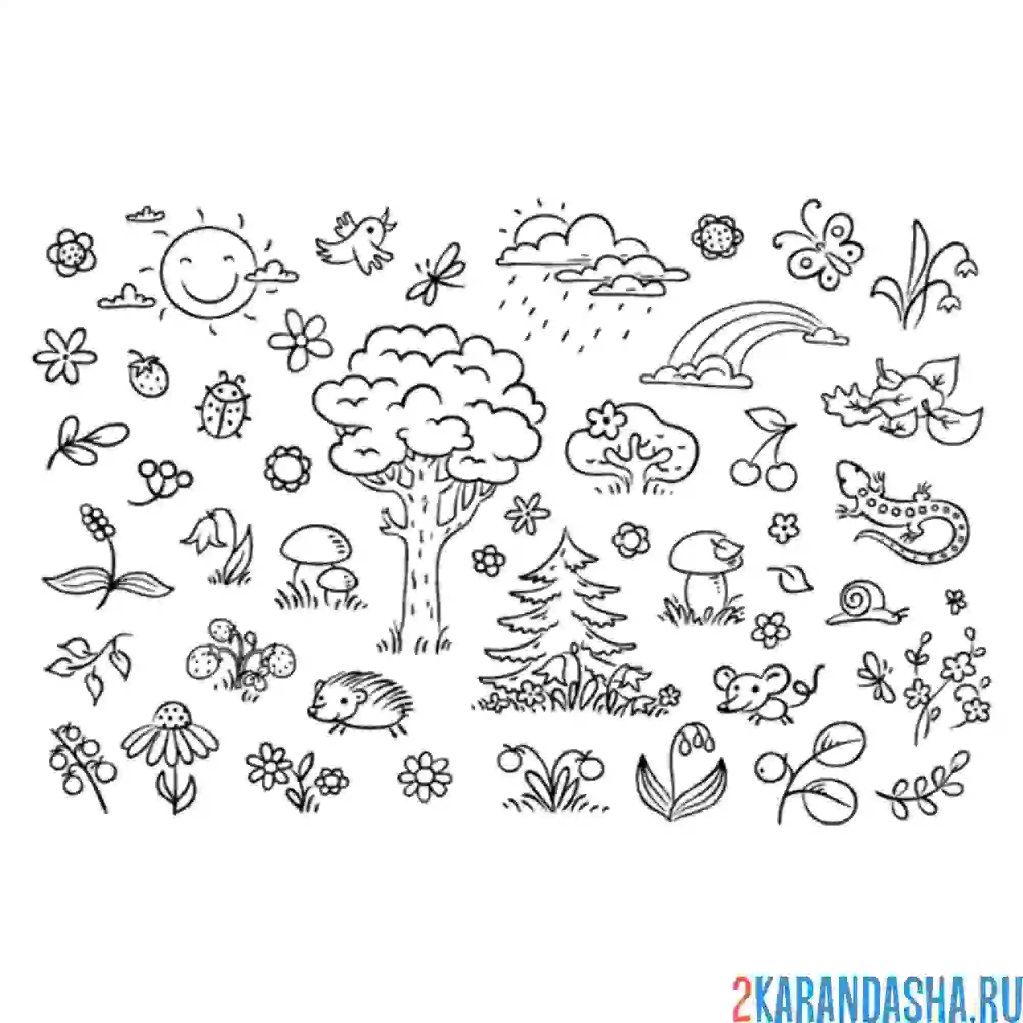 Раскраска пейзажные наклейки