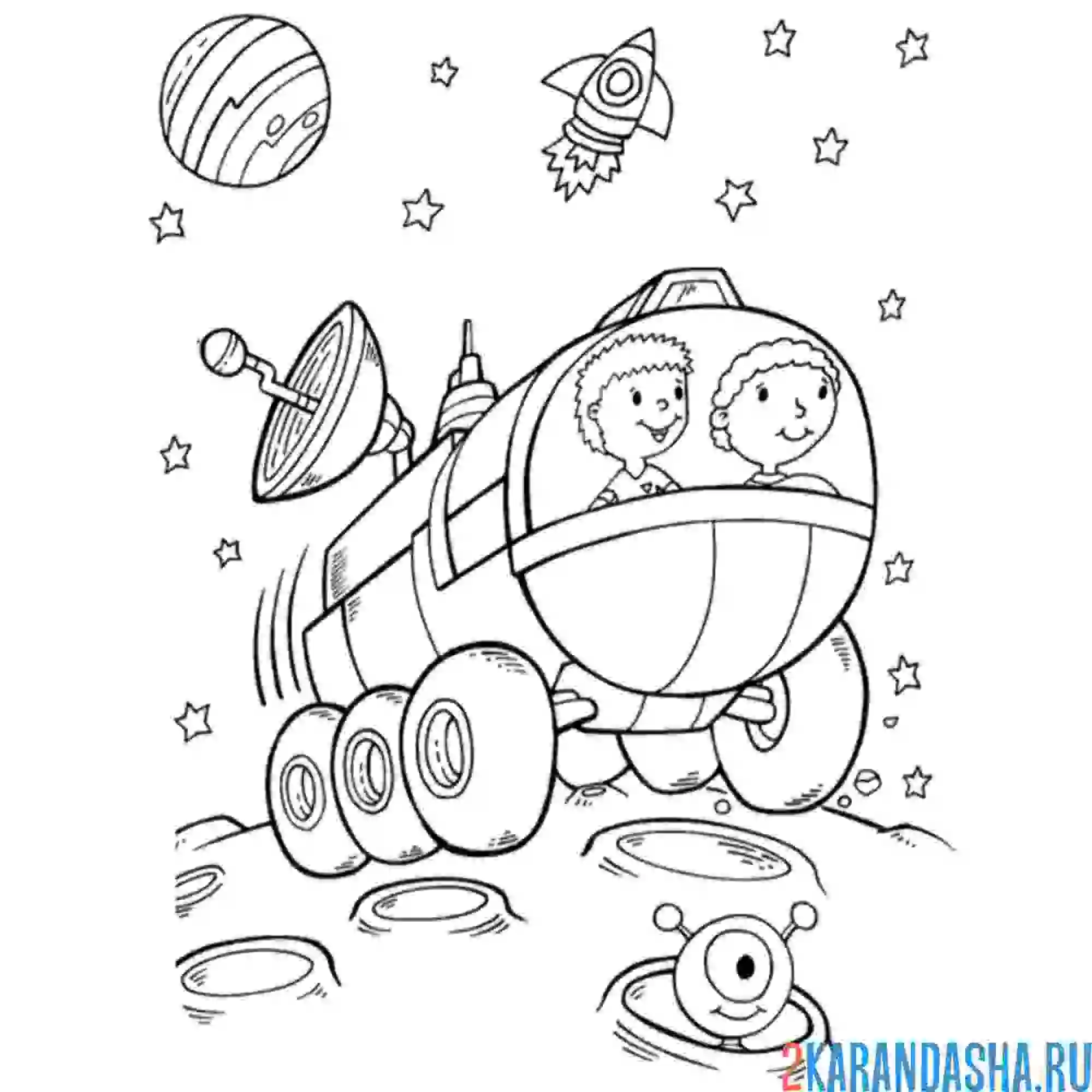 Раскраска марсоход с космонавтами