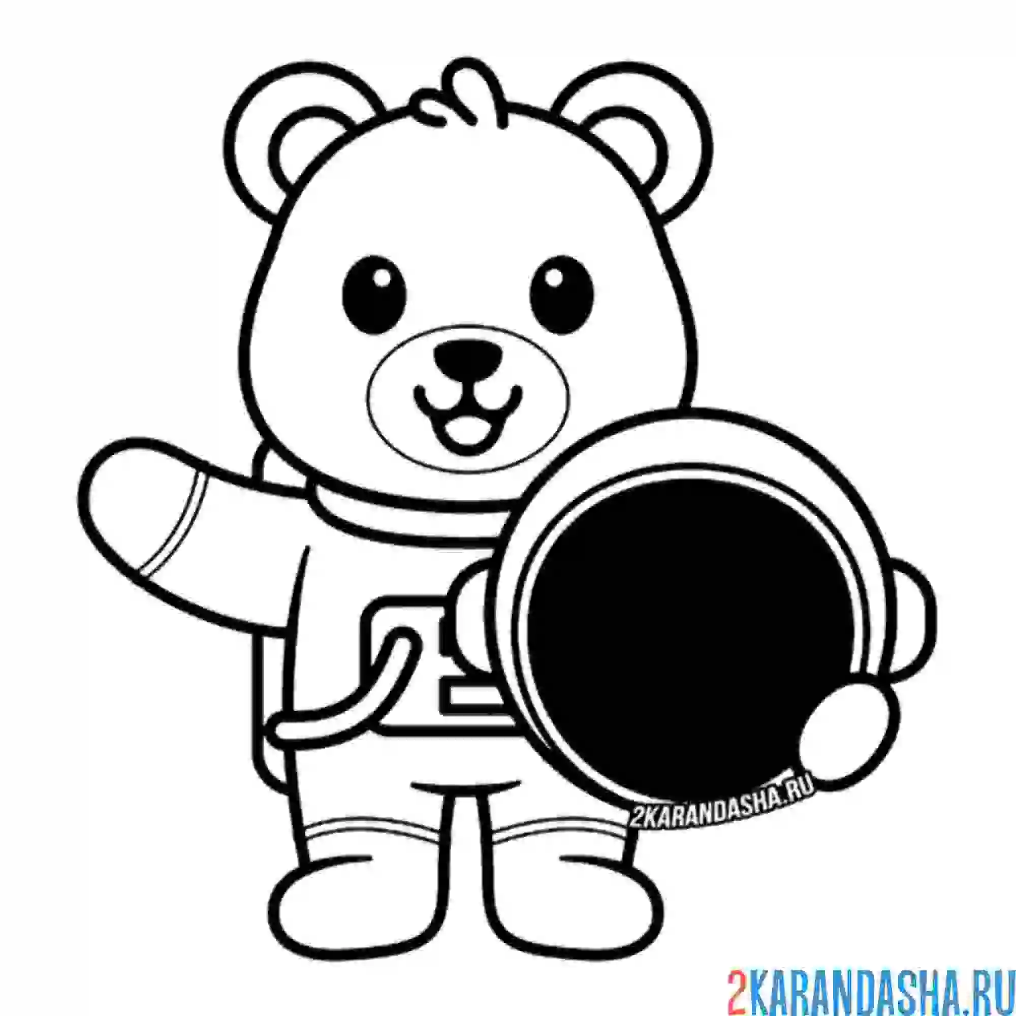 Раскраска мишка-космнавт