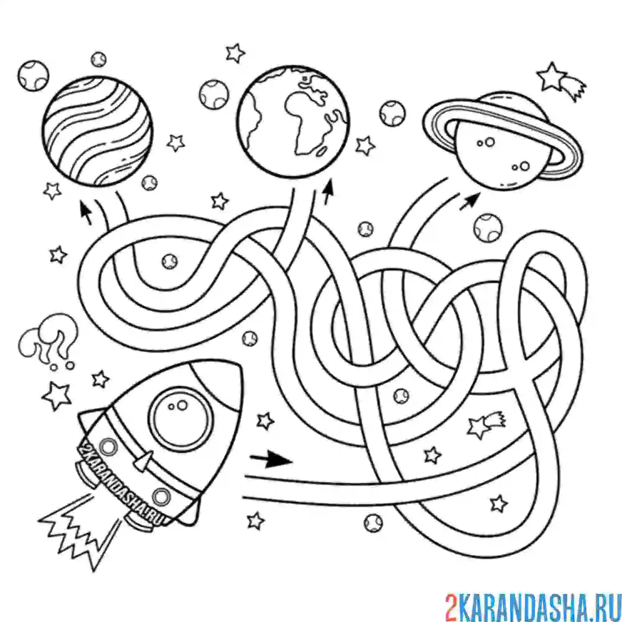 Раскраска лабиринт космический