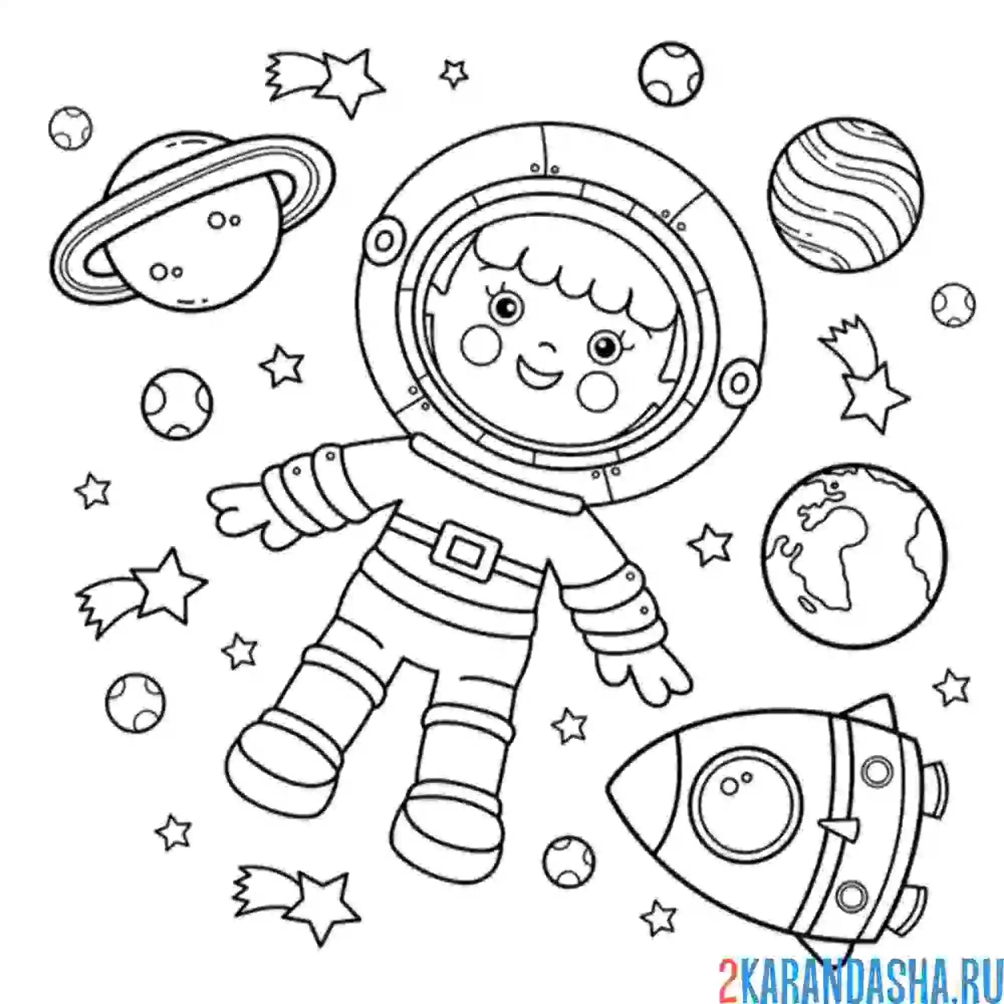 Раскраска космонавт-мальчик