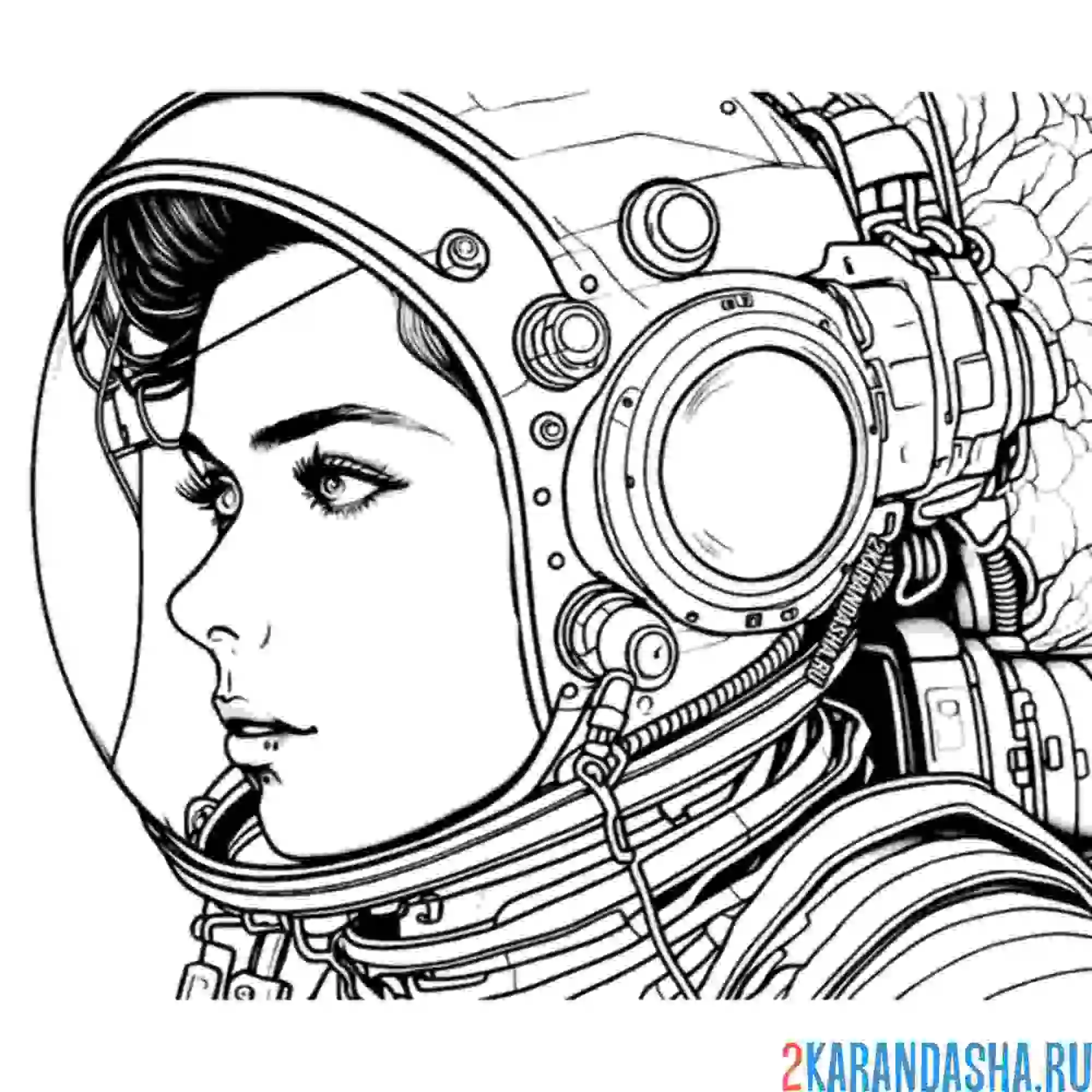 Раскраска лицо красивого космонавтра