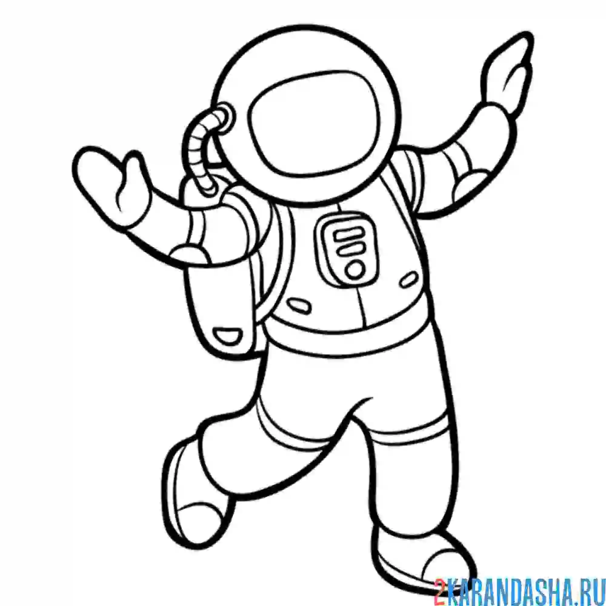 Раскраска космонавт без гравитации