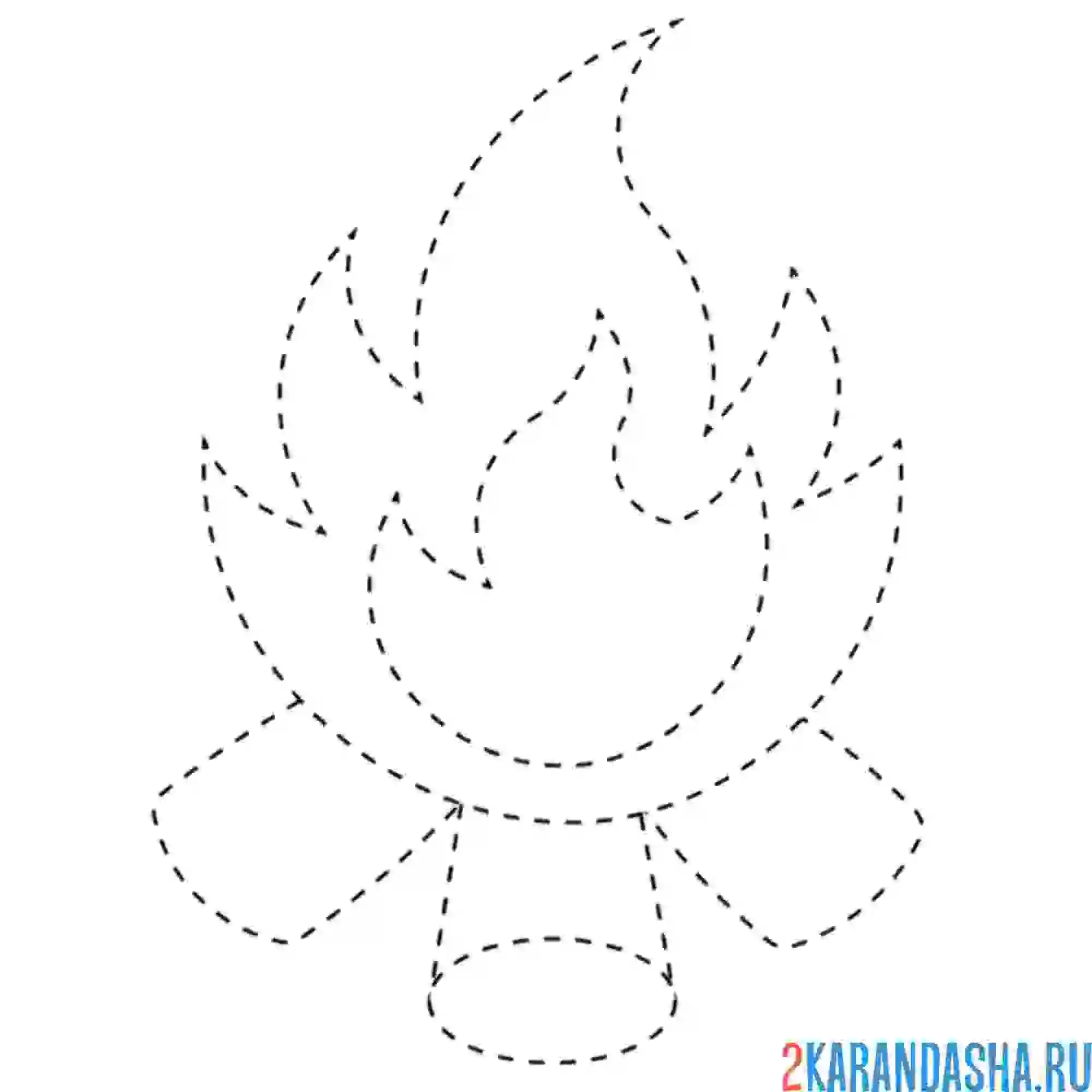 Раскраска обведи костер по линиям