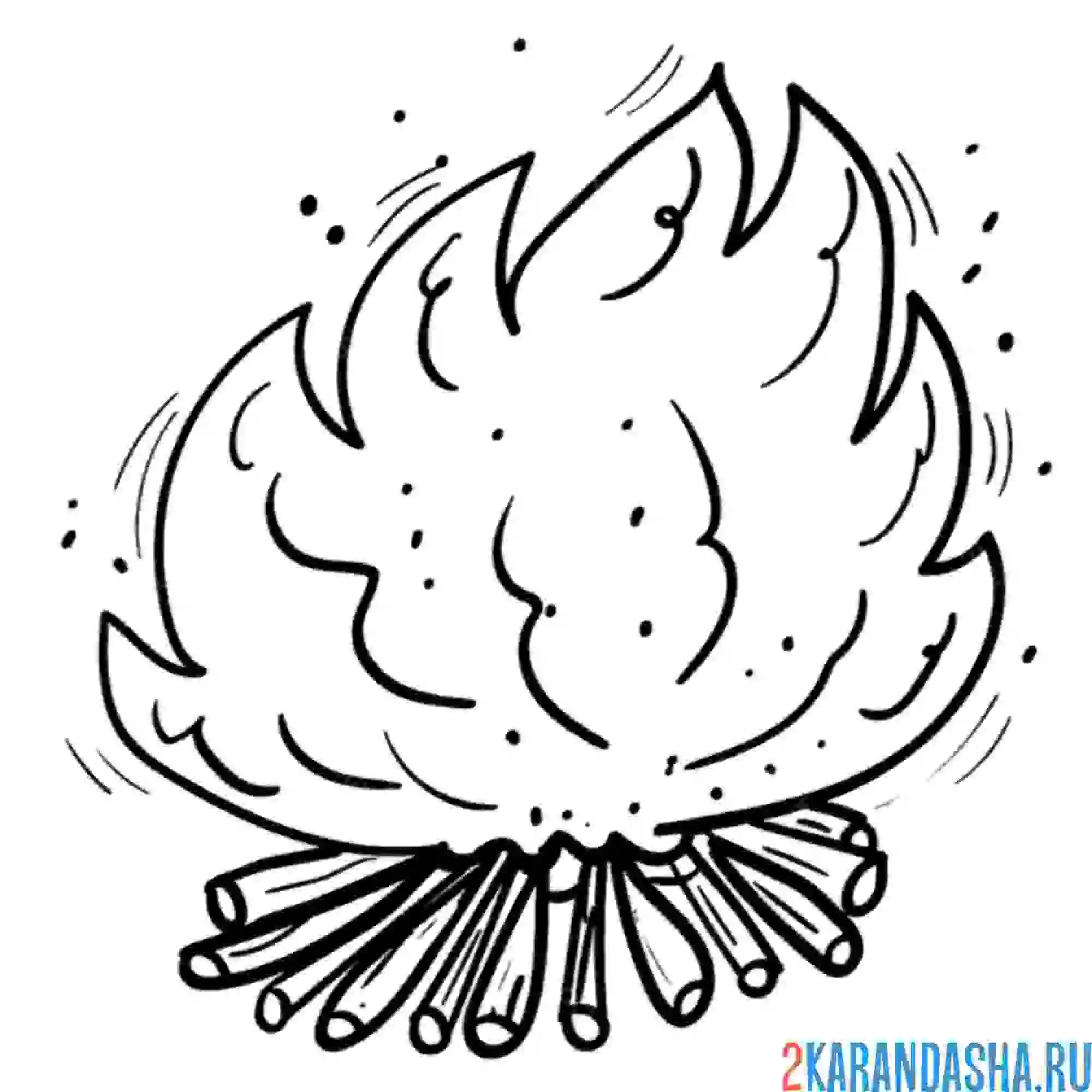 Раскраска костер на веточках