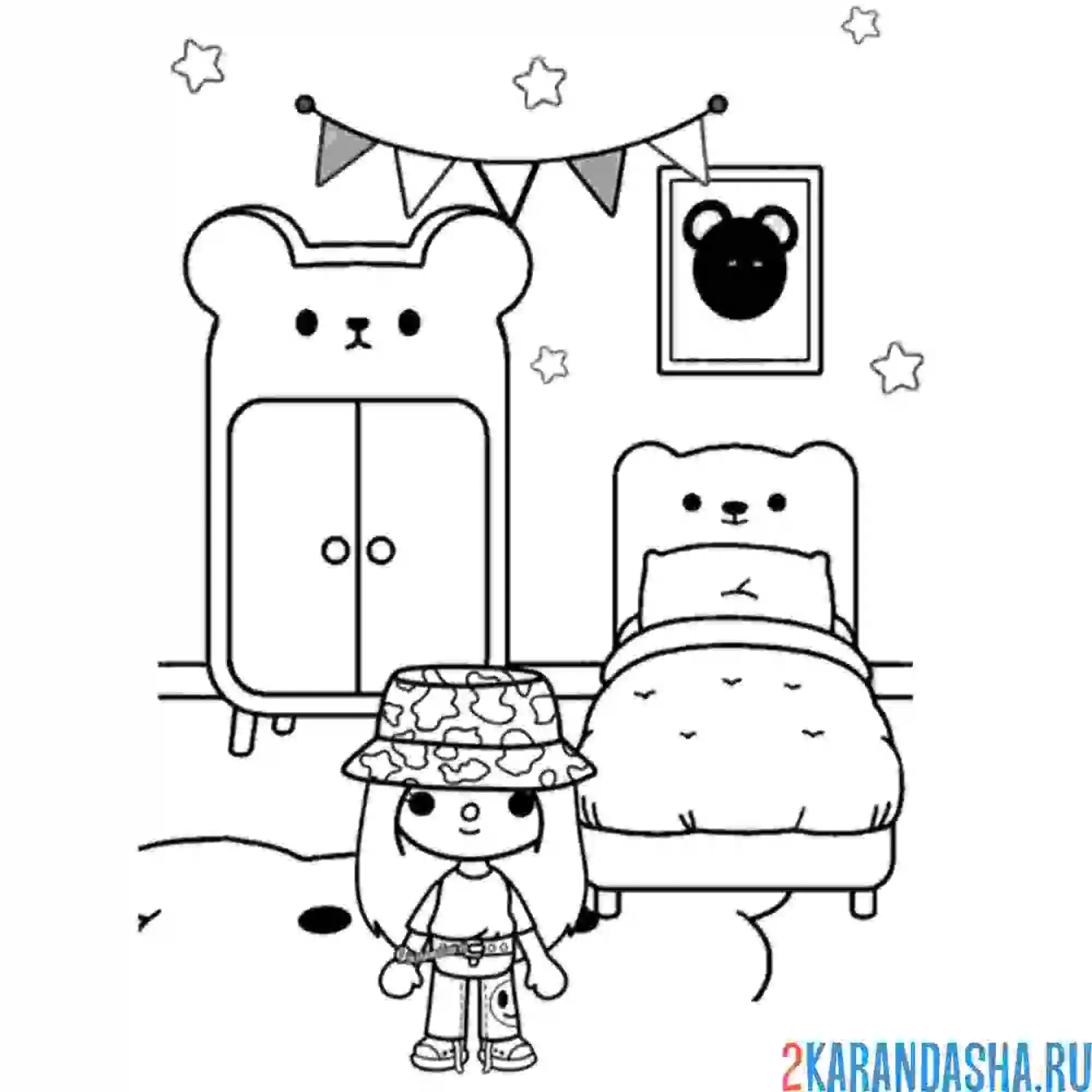 Раскраска мебель комната тока бока