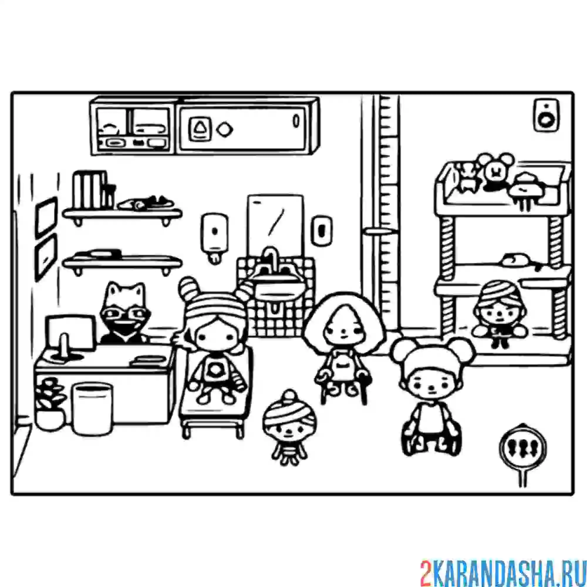 Раскраска дом с мебелью тока бока