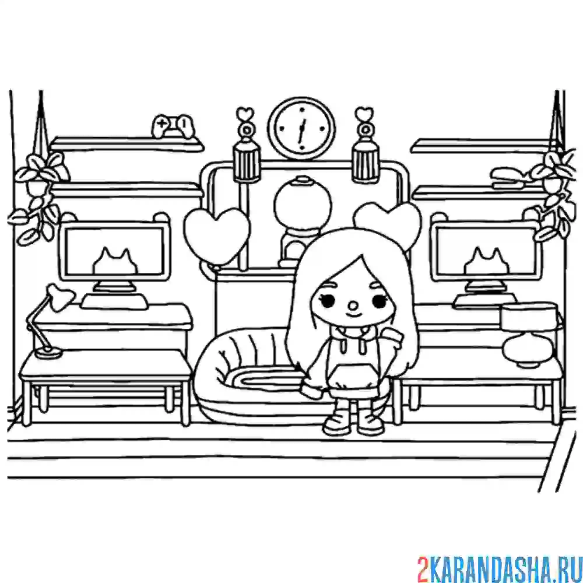 Раскраска мебель тока бока гостиная