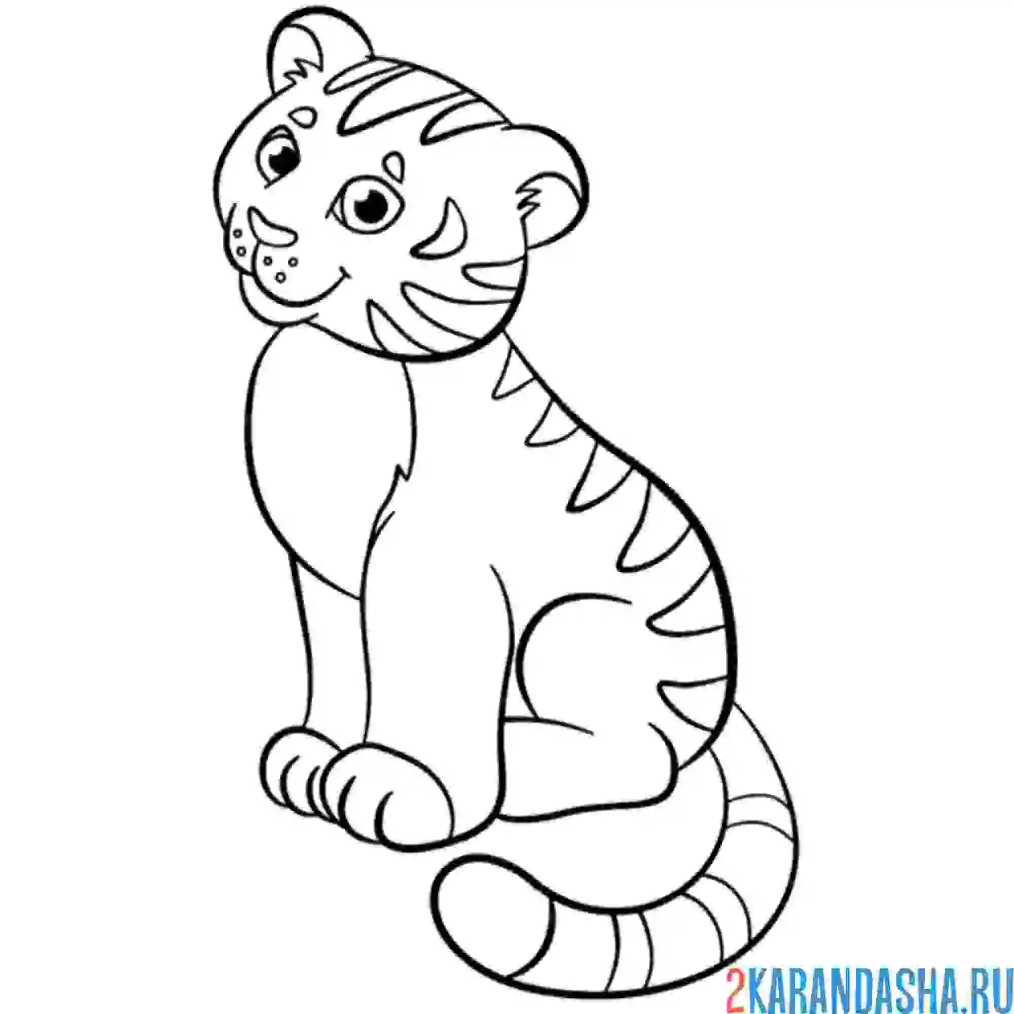 Раскраска тигр игривый