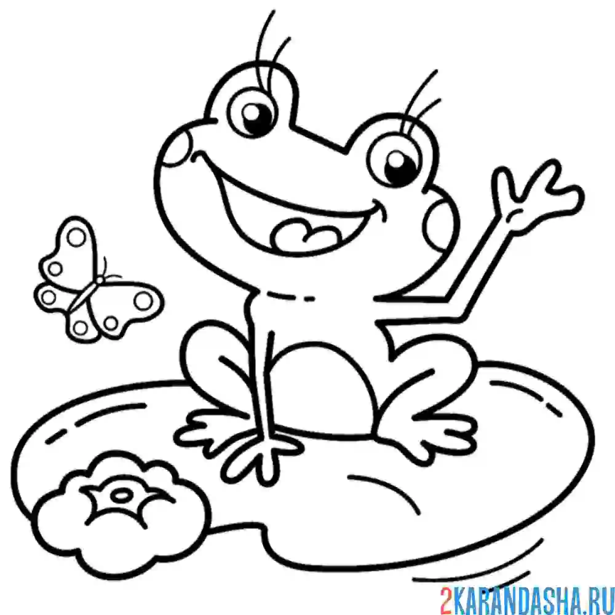 Раскраска рисованная лягушка