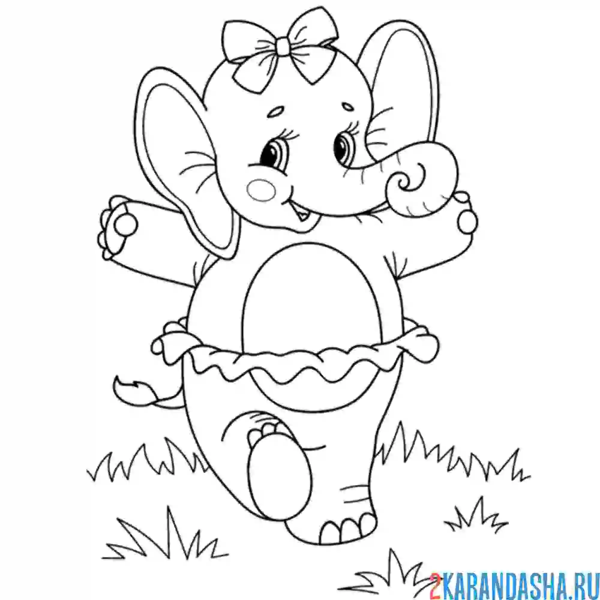 Раскраска слониха слон девочка