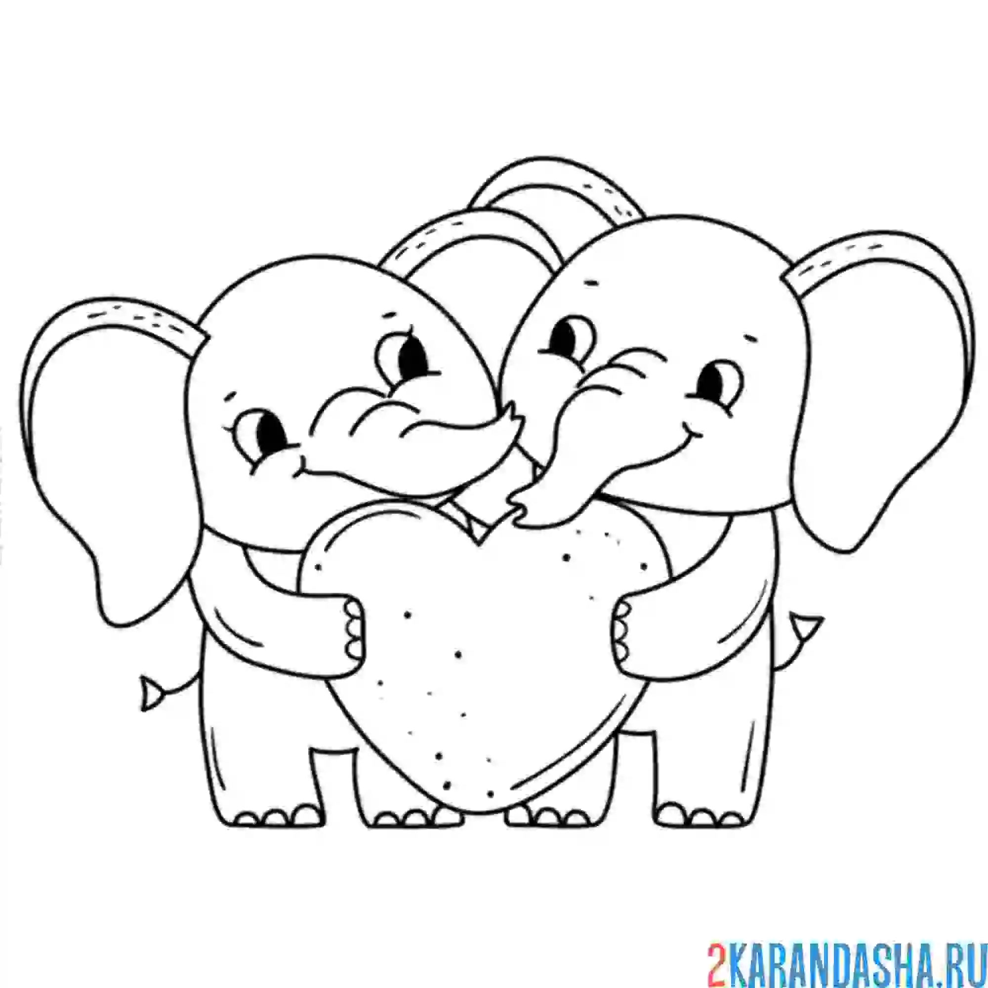 Раскраска пара слонов