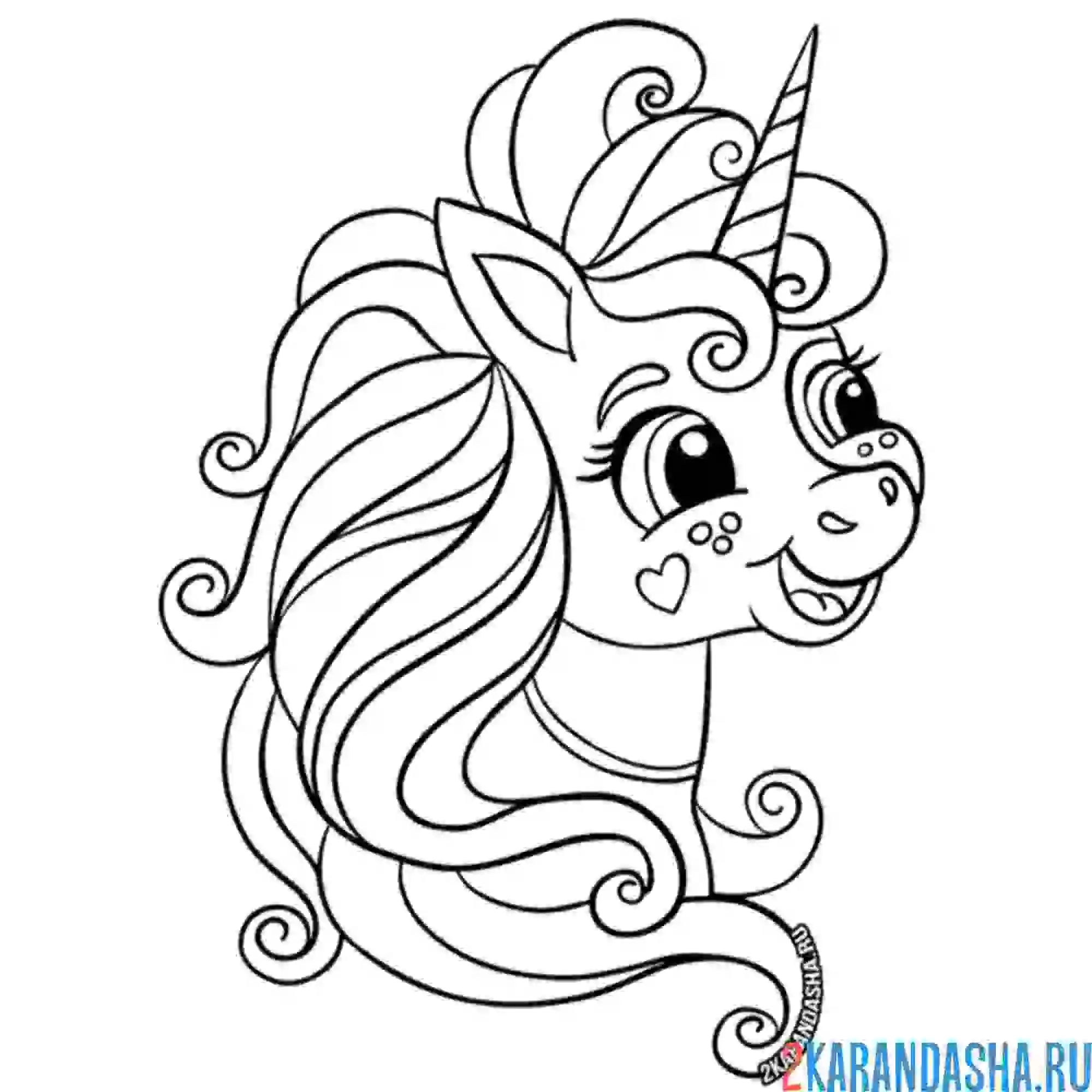 Раскраска улыбчивый единорог