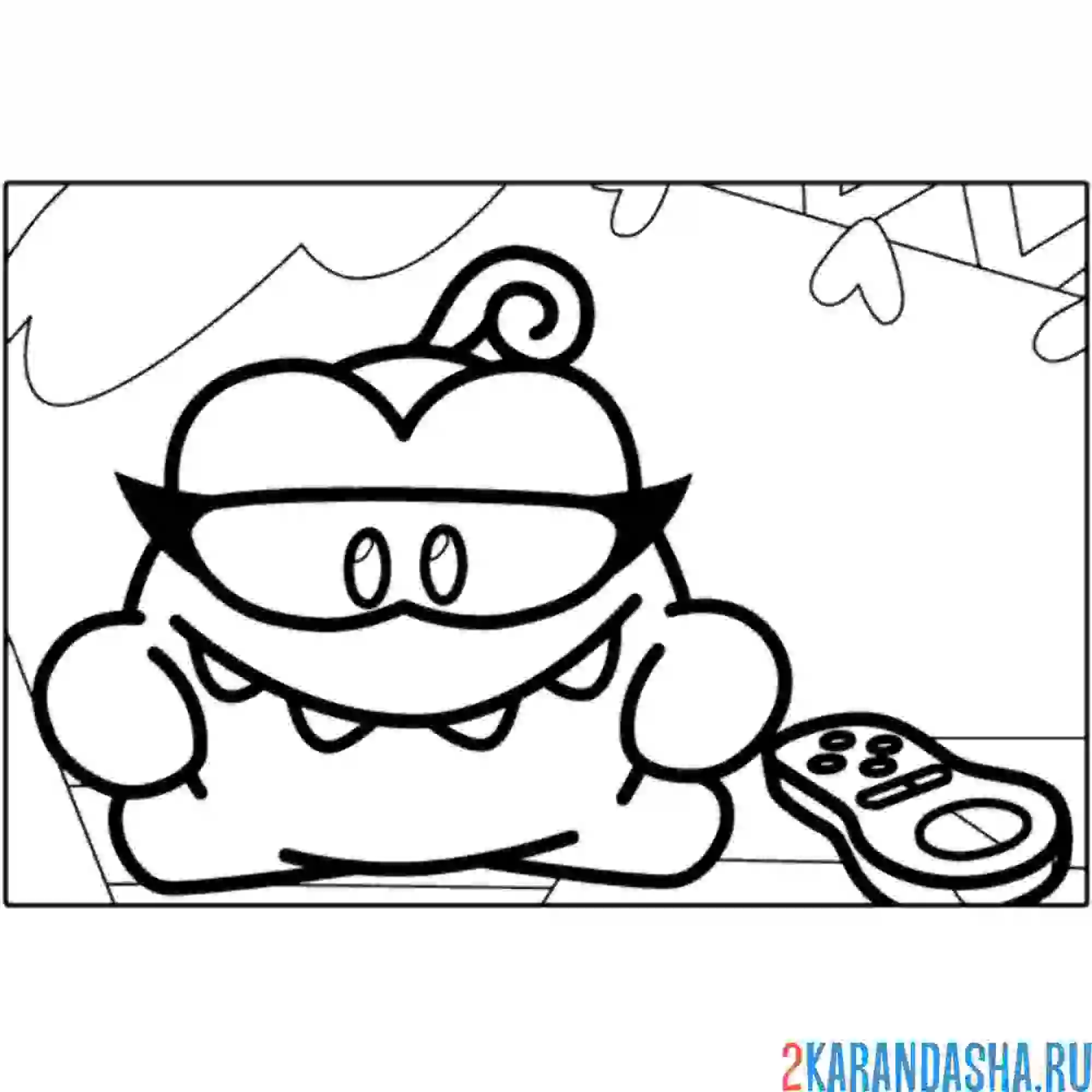 Раскраска ам-няша смотрит тв