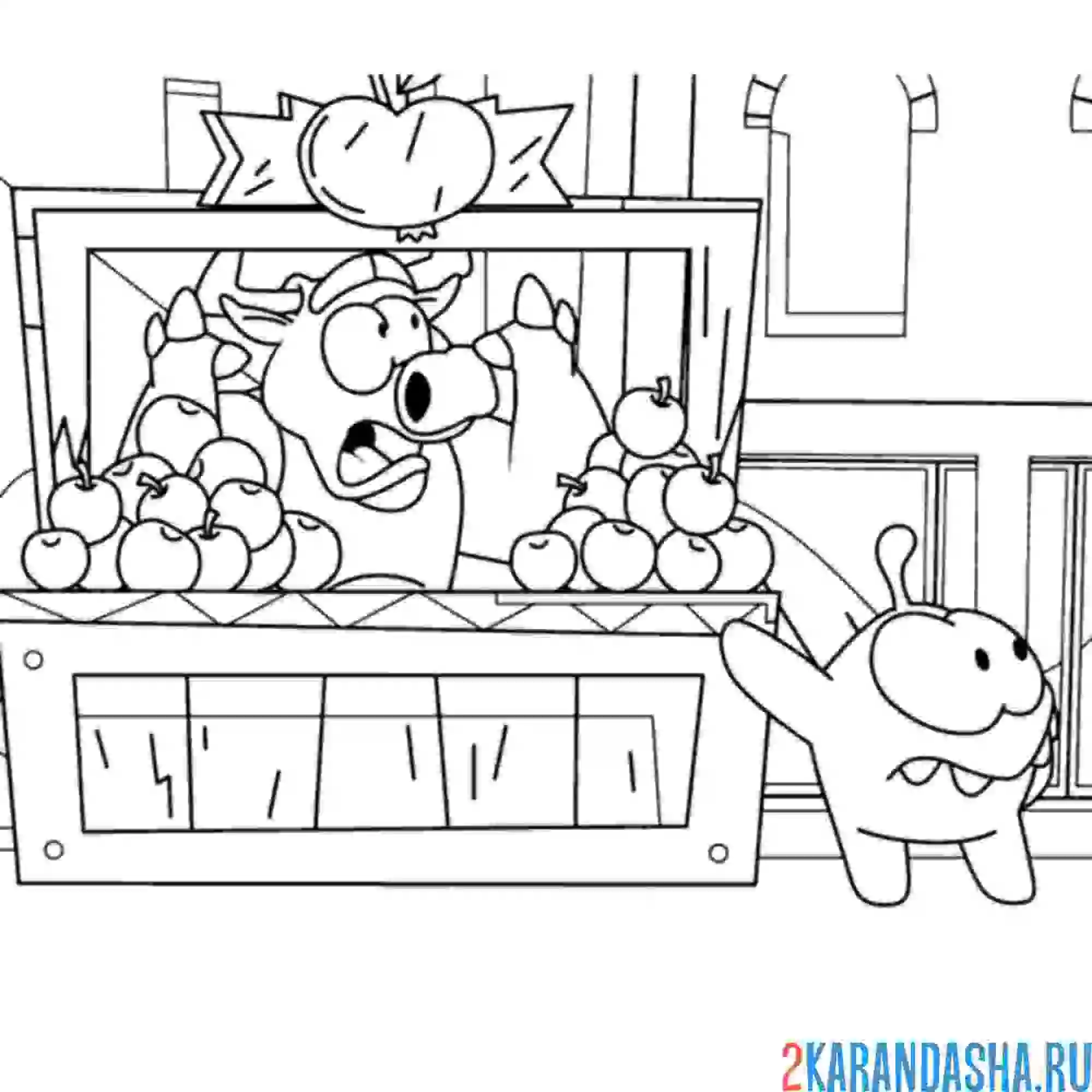 Раскраска ам-няма увидел корову