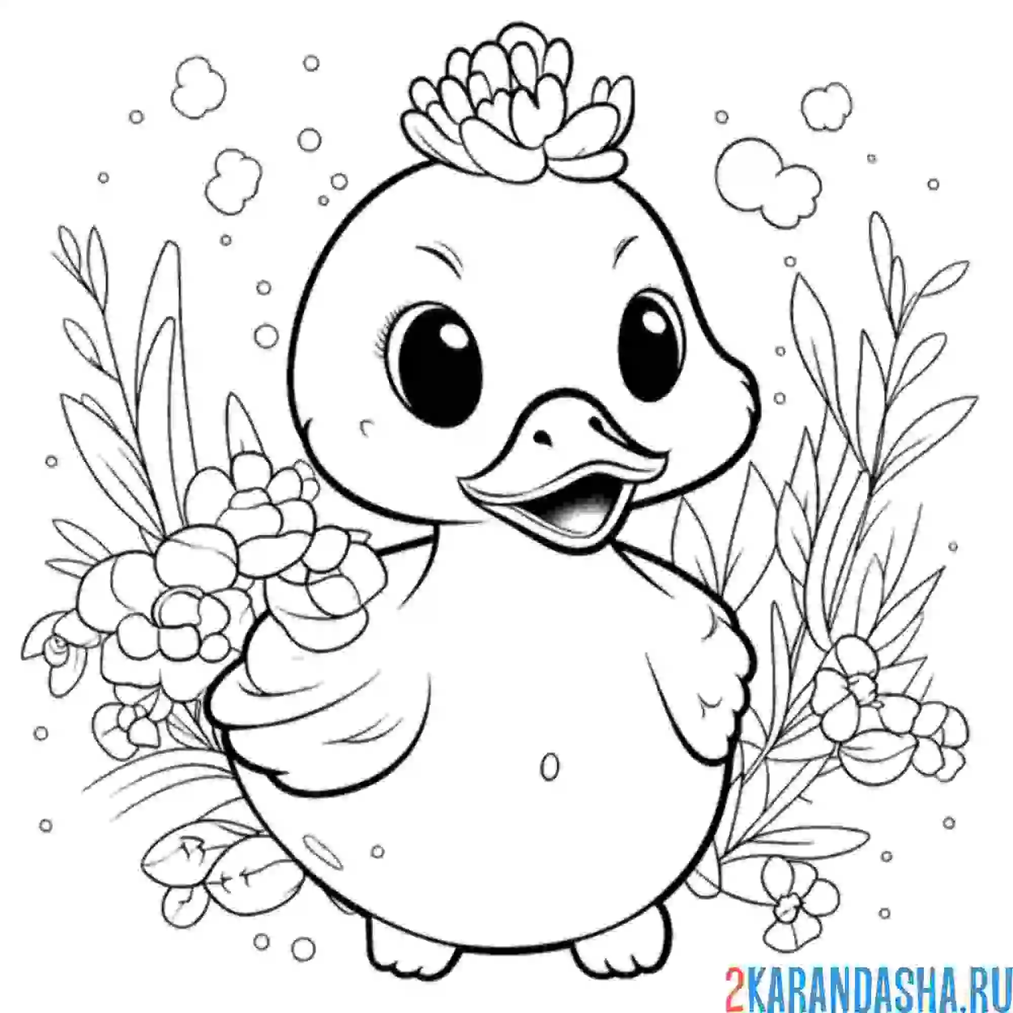 Раскраска маленький малыш лебедя