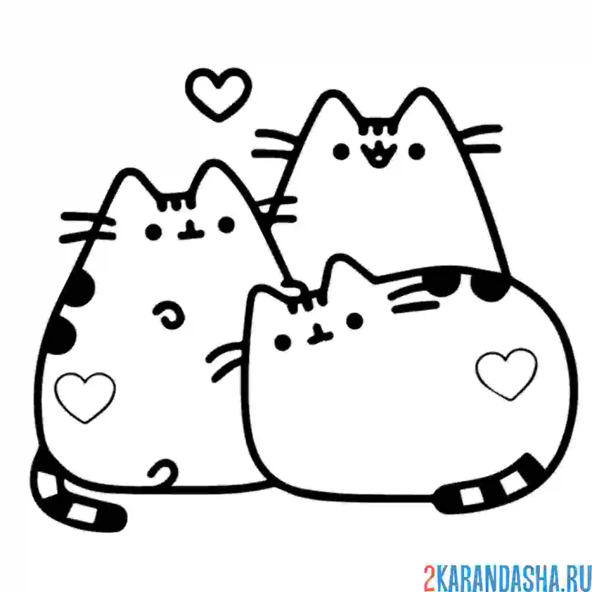 Раскраска кот пушин семья