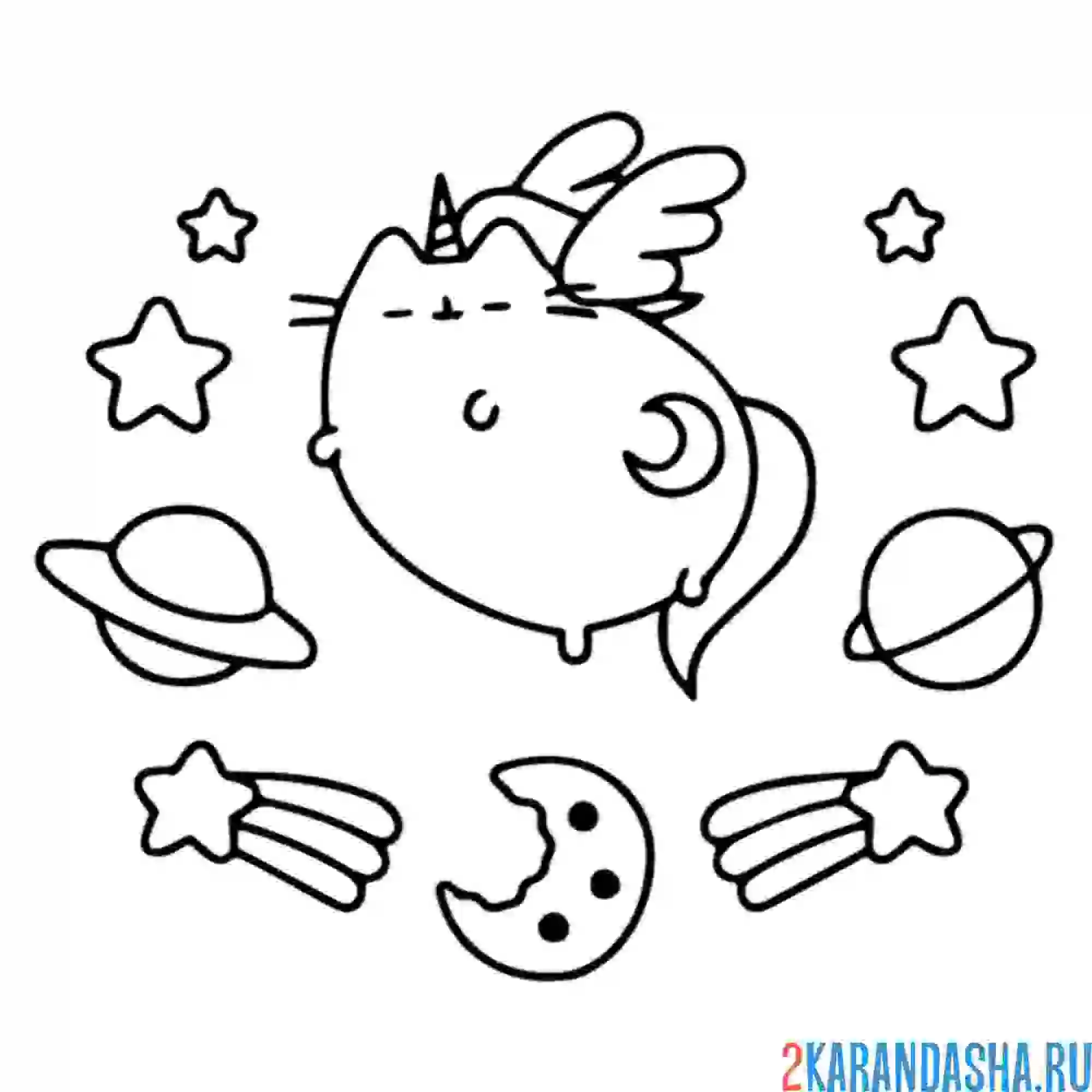 Раскраска кот пушин ангелок