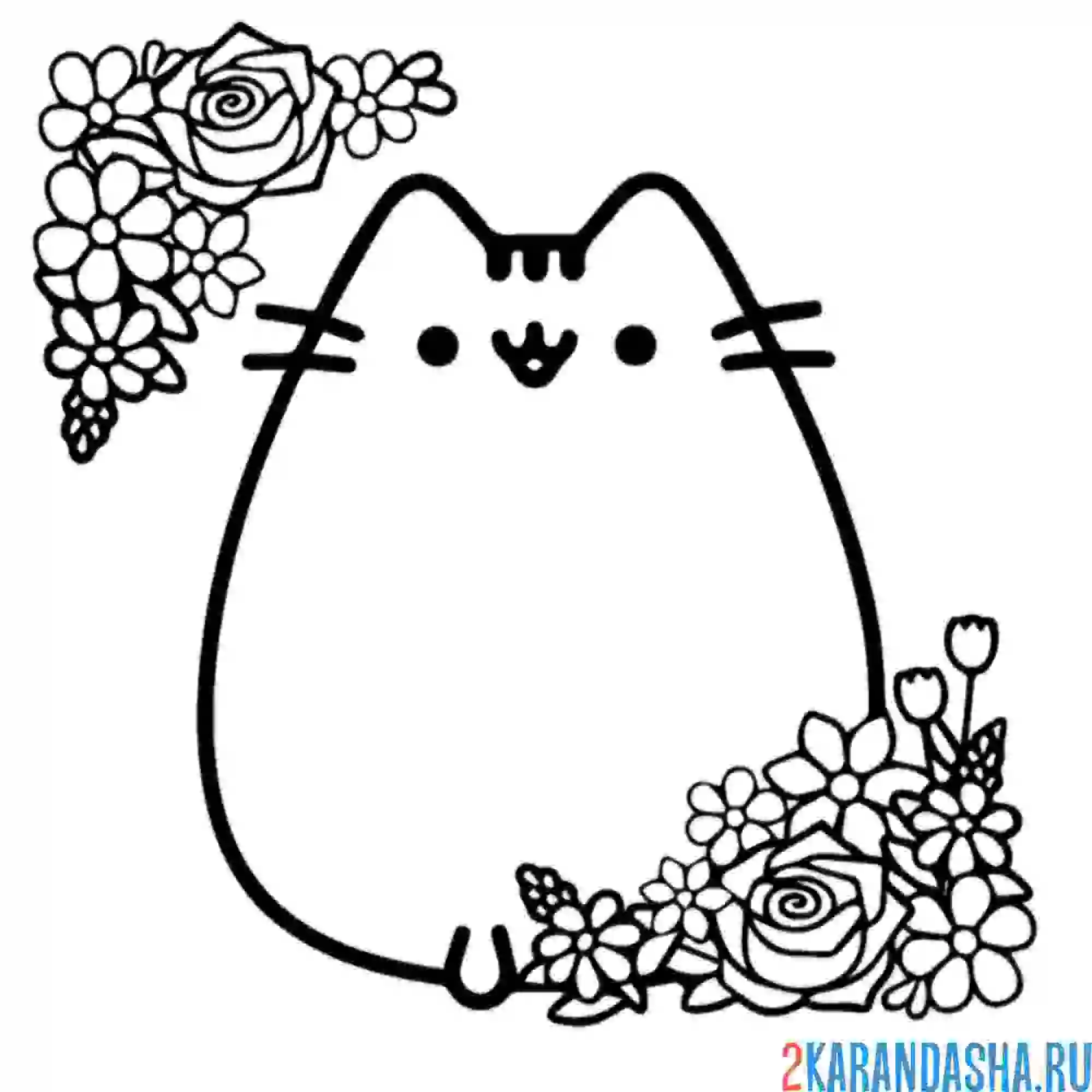 Раскраска кот пушин в цветах
