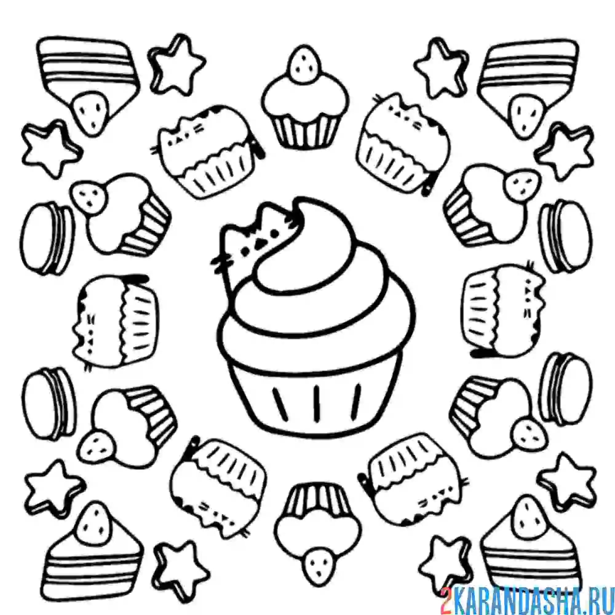 Раскраска кот пушин мороженка