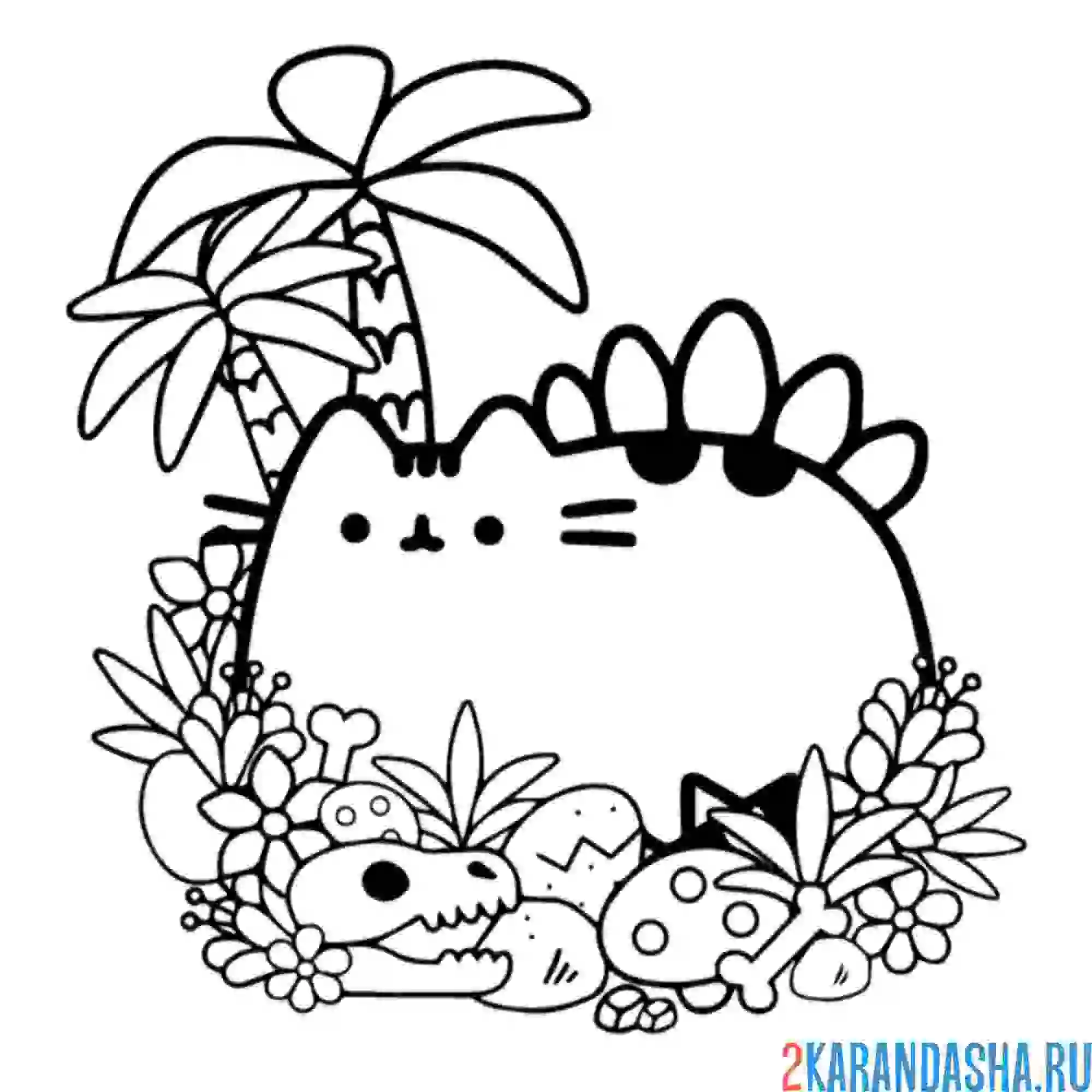 Раскраска кот пушин на необитаемом острове