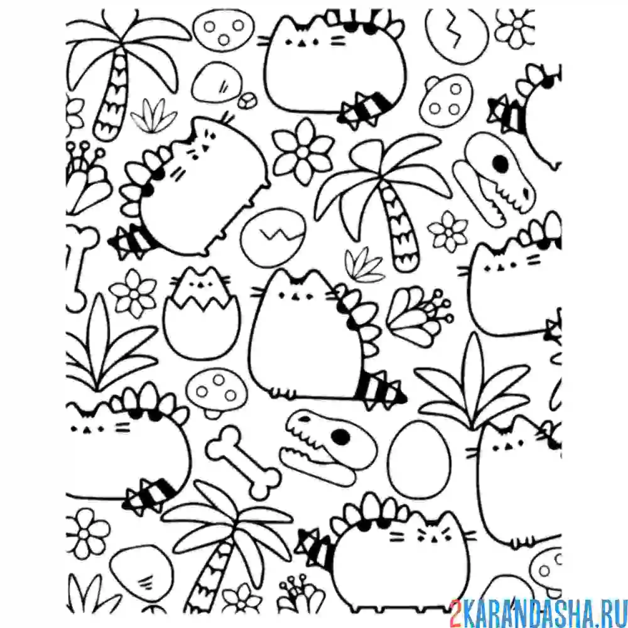 Раскраска кот пушин мезозой