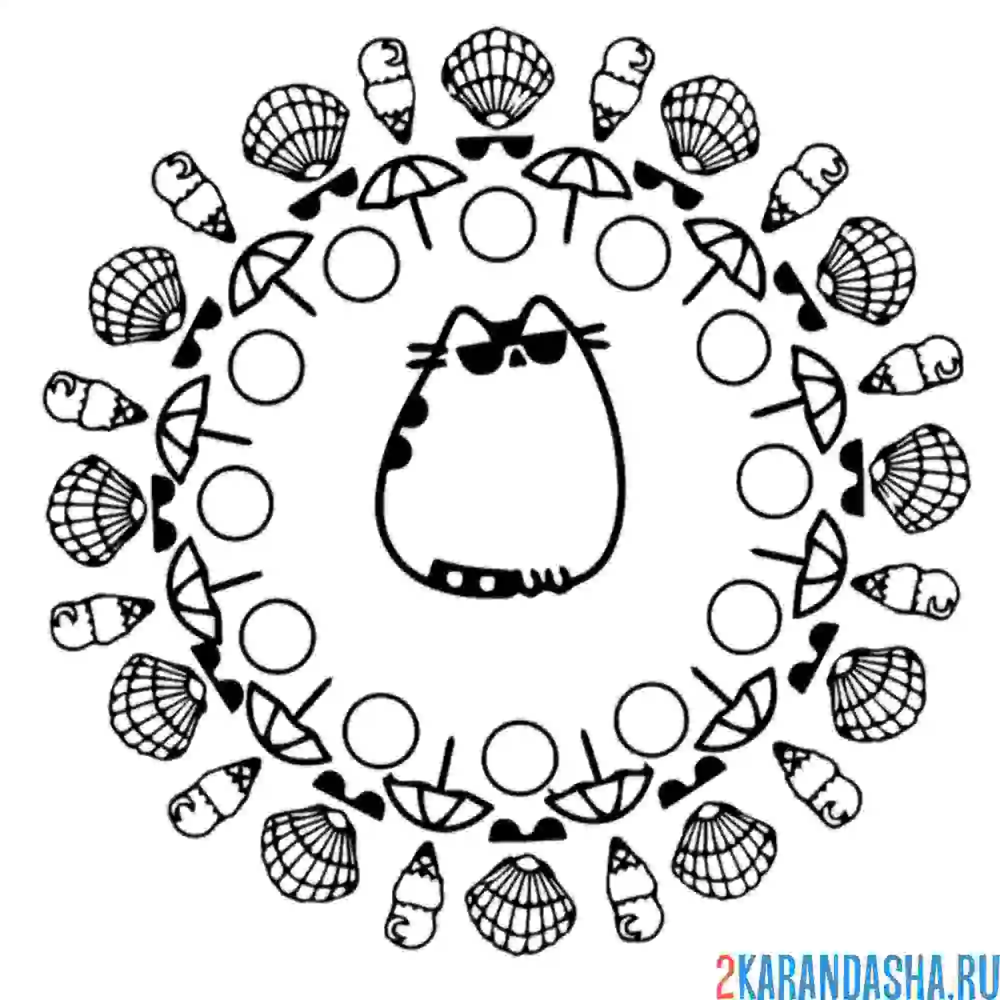 Раскраска кот пушин в очках