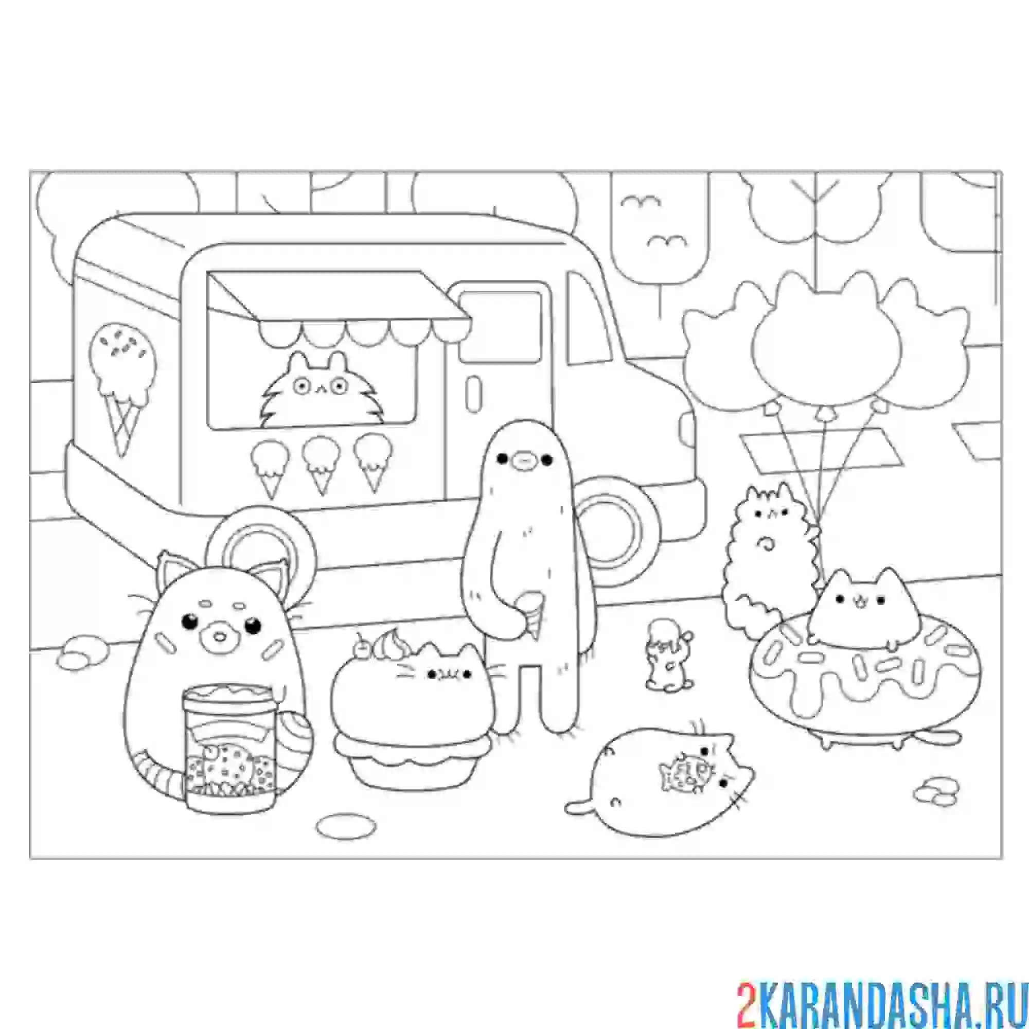 Раскраска кот пушин все персонажи